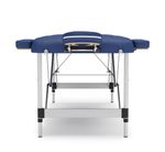 Massageliege Massagetisch ALU Beine 2 Zonen blau von oben