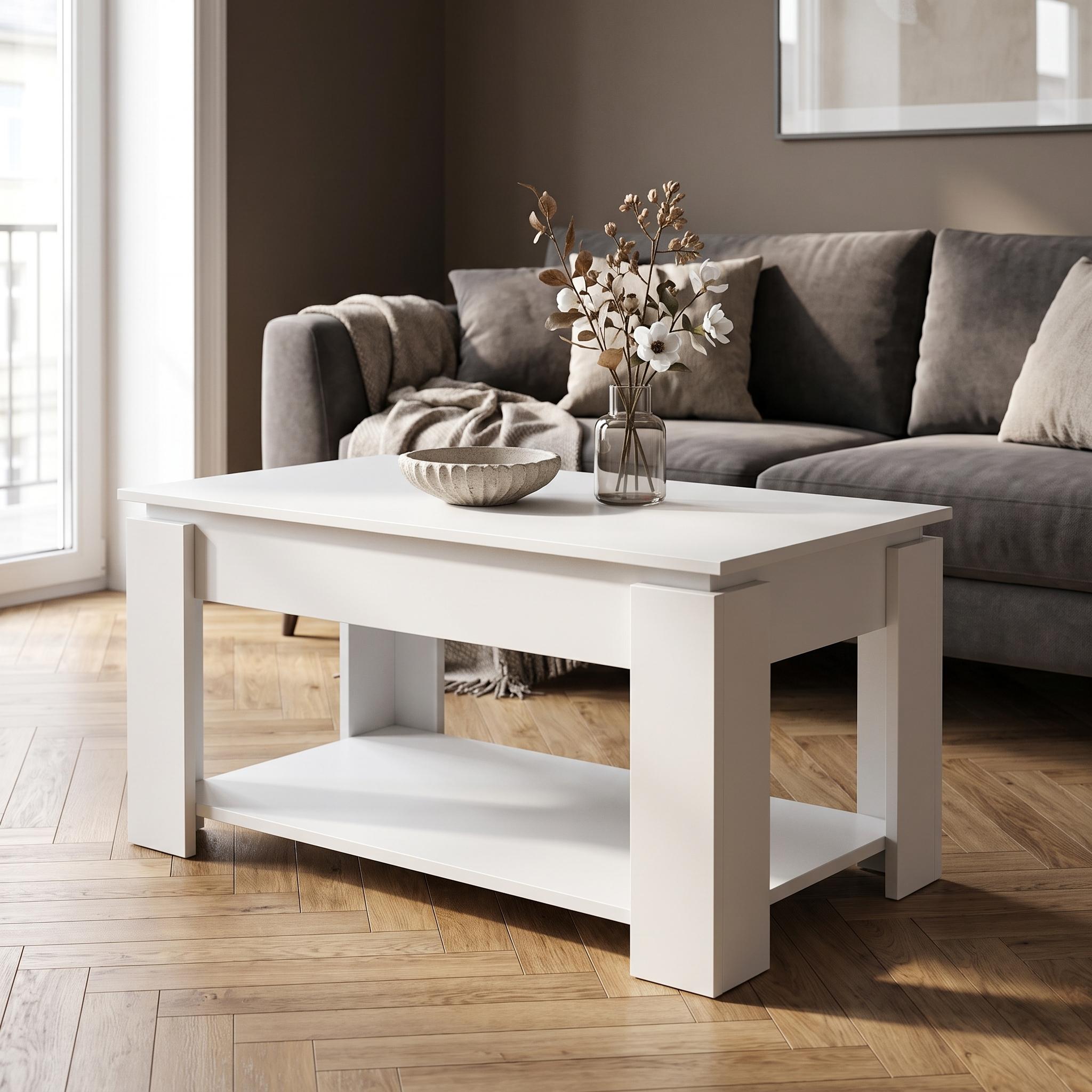 Side table DALIA height-adjustable 100 x 50 x 60 cm white | Online