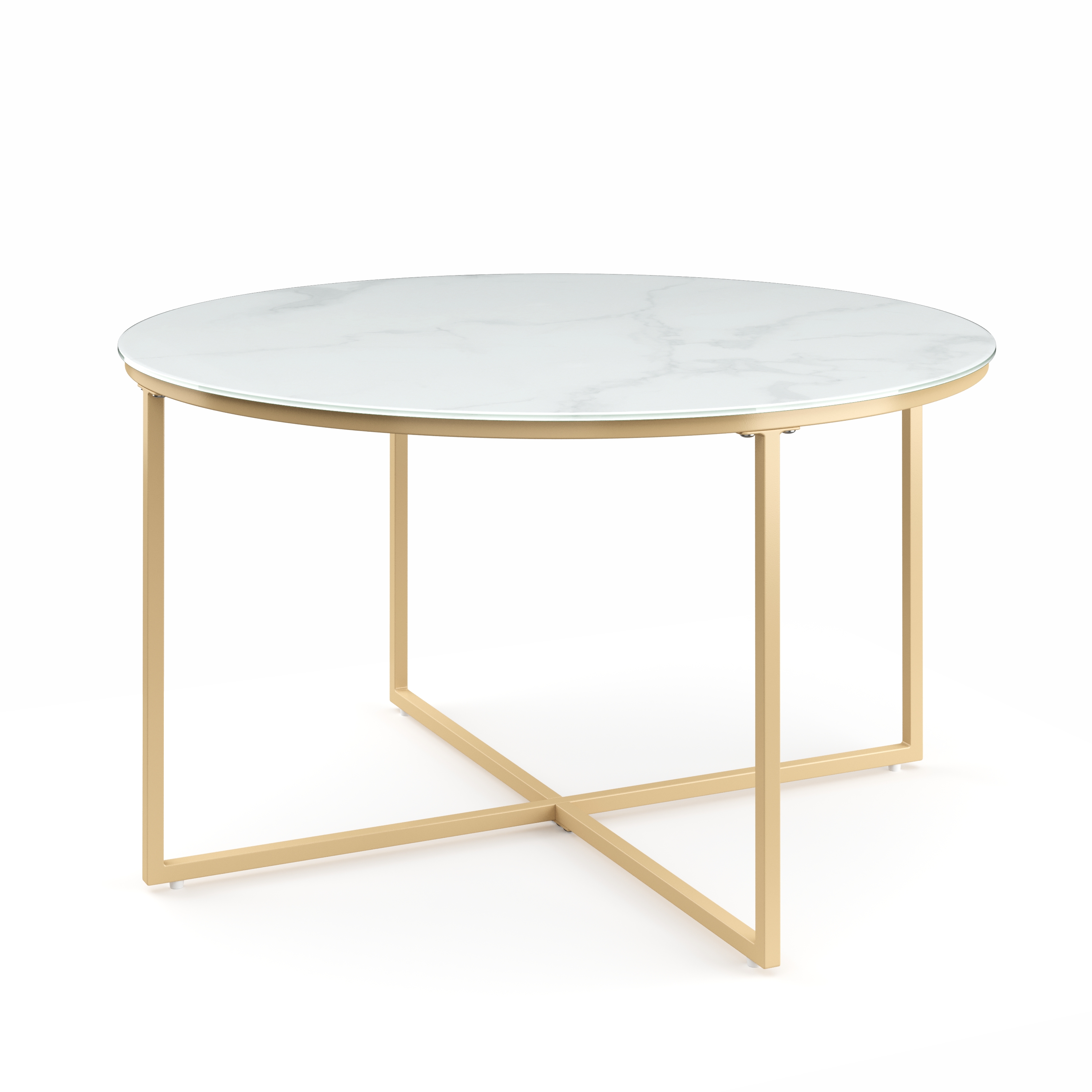 Beistelltisch Glas AMARA rund 80 x 45 cm weiss/gold