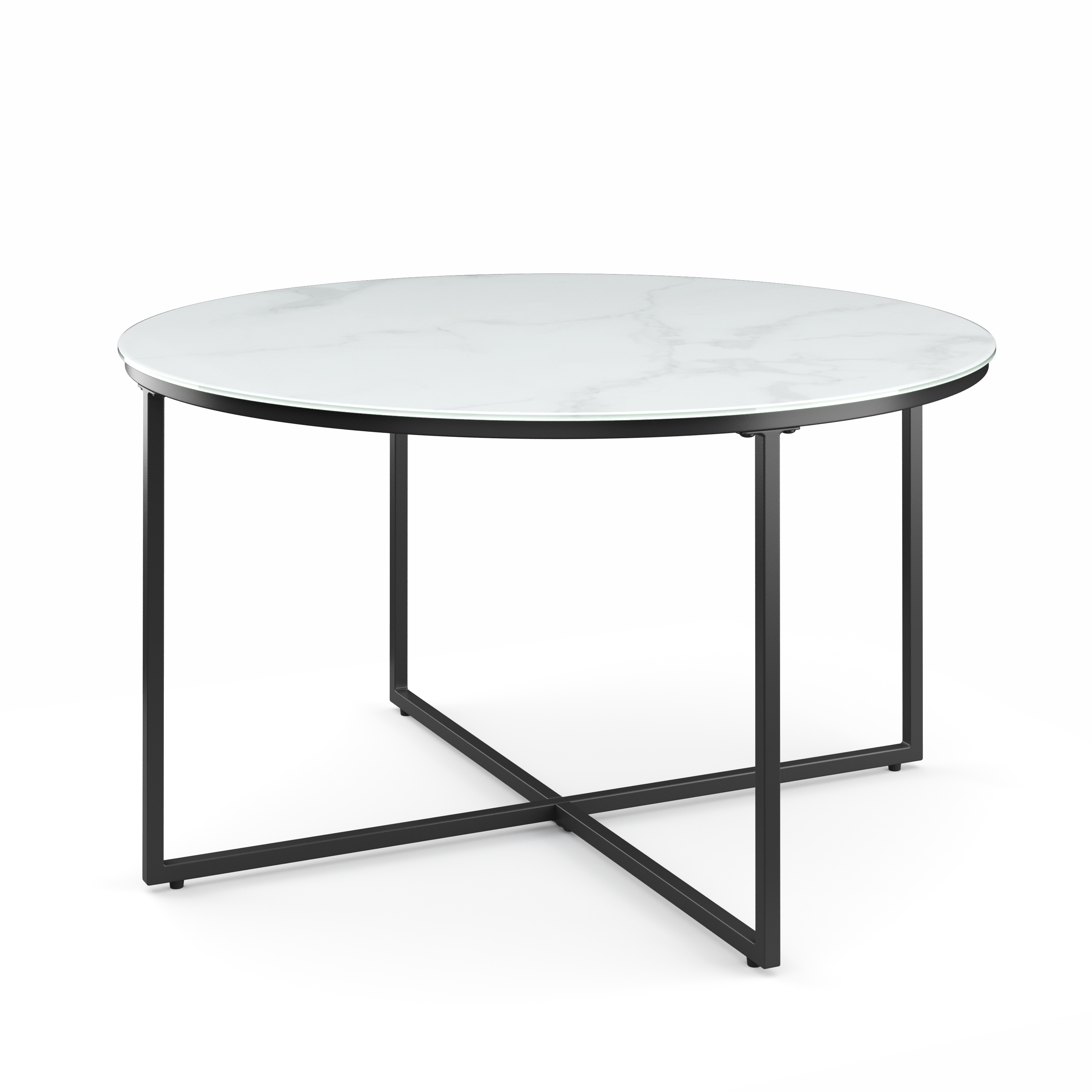 Beistelltisch Glas AMARA rund 80 x 45 cm weiss/schwarz