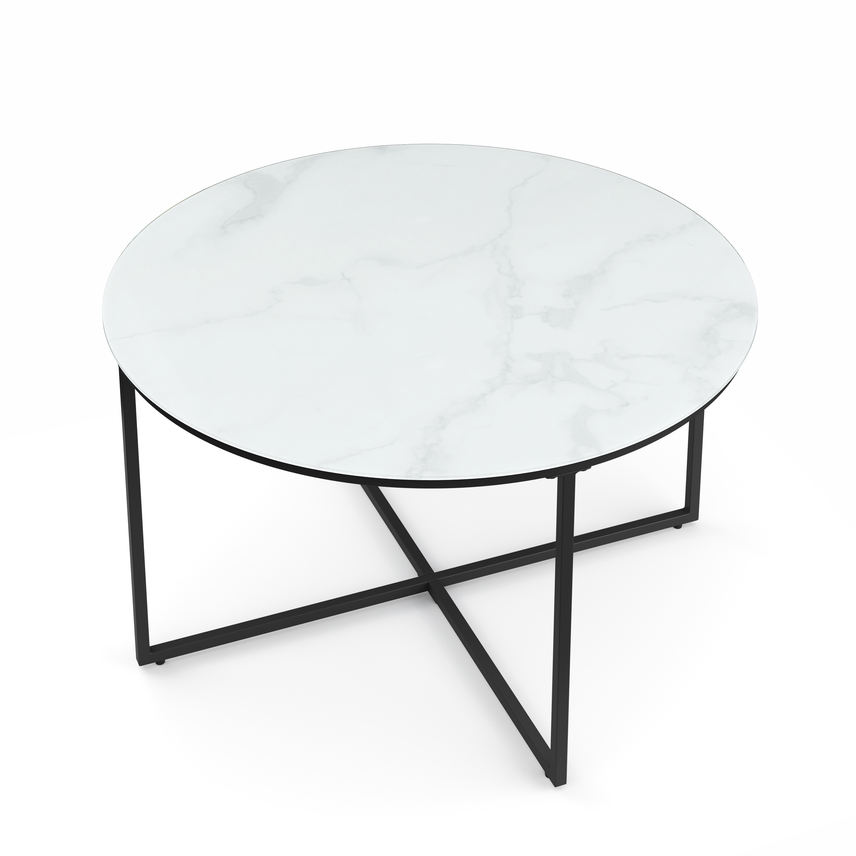 Beistelltisch Glas AMARA rund 80 x 45 cm weiss/schwarz