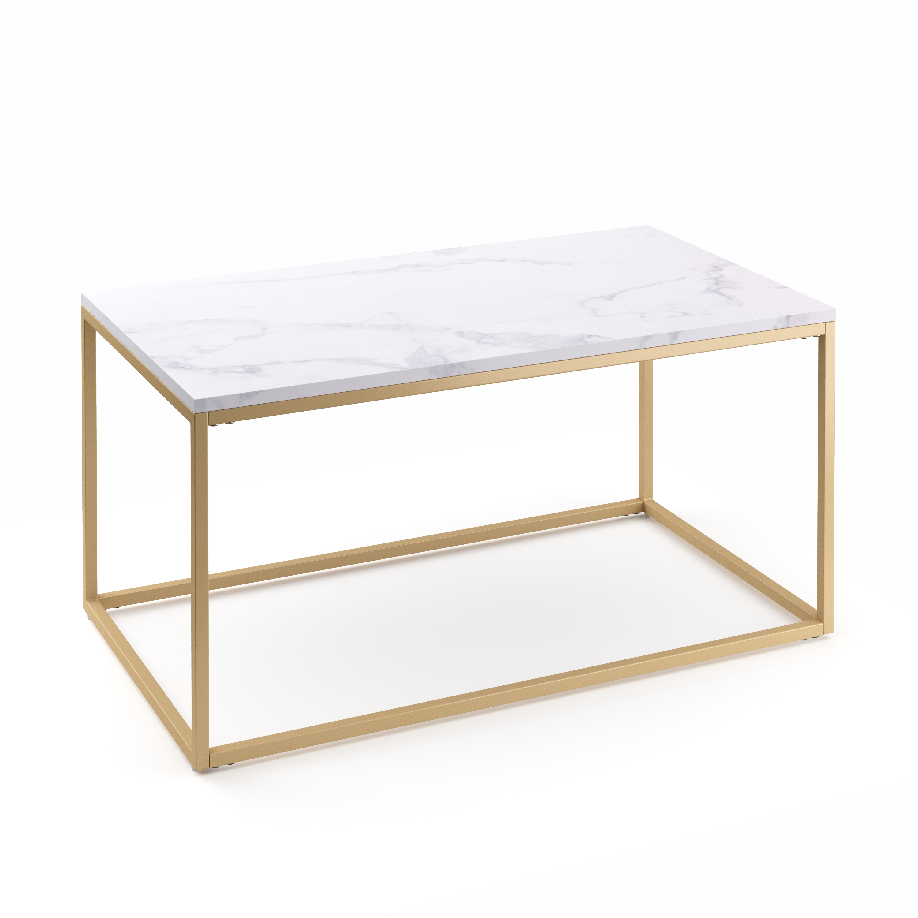 Beistelltisch ZARA 80 x 45 x 40 cm weiss/gold
