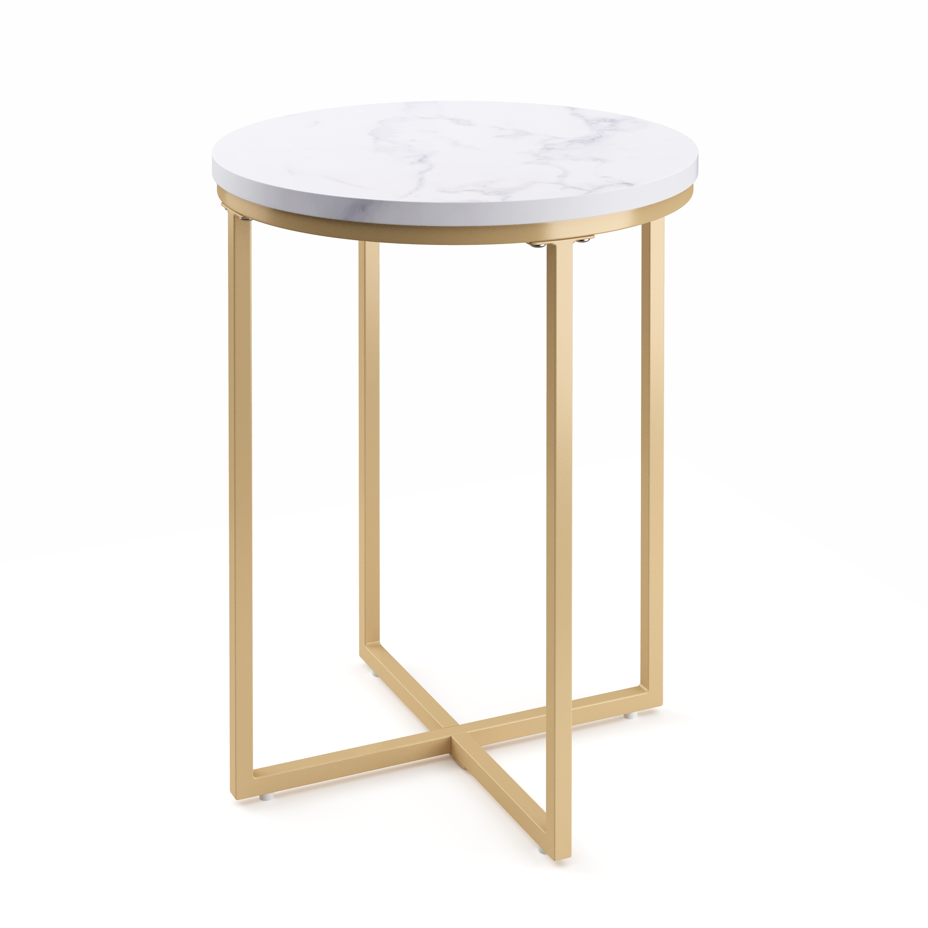 Beistelltisch ESRA rund 40 x 50 cm weiss/gold