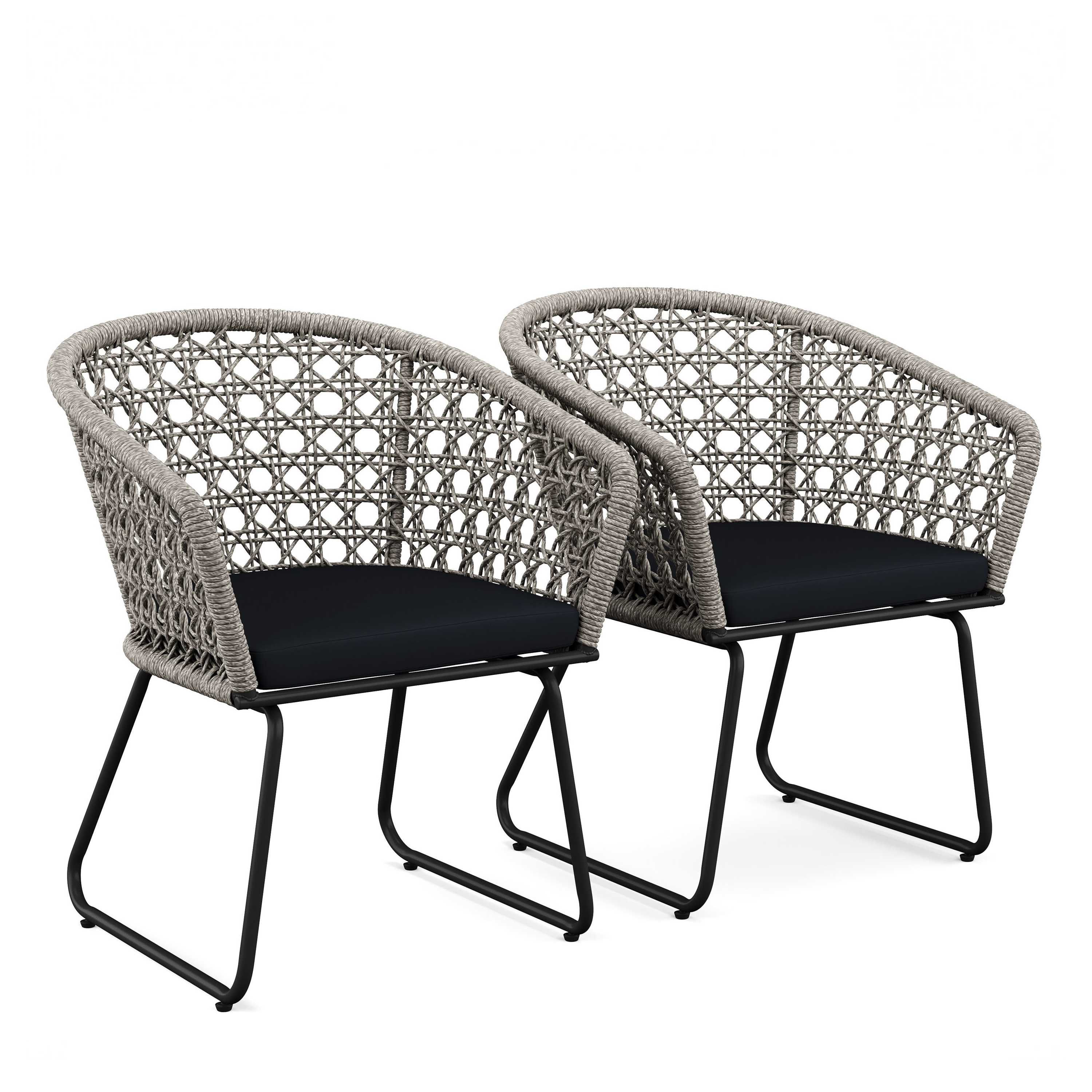 Gartenstuhl ÄGINA 2er Set grau/schwarz