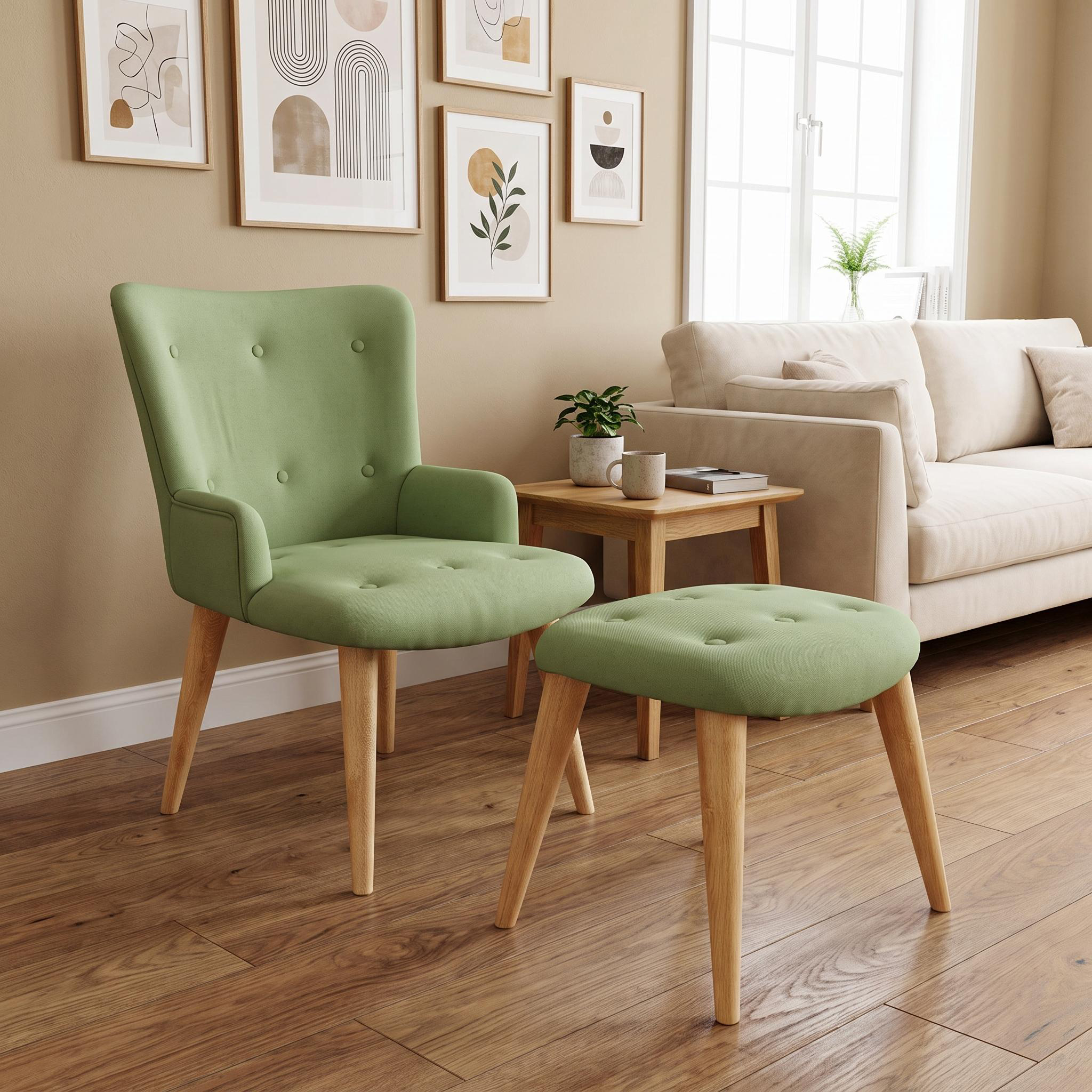 Sessel mit Hocker NEVIO mintgrün