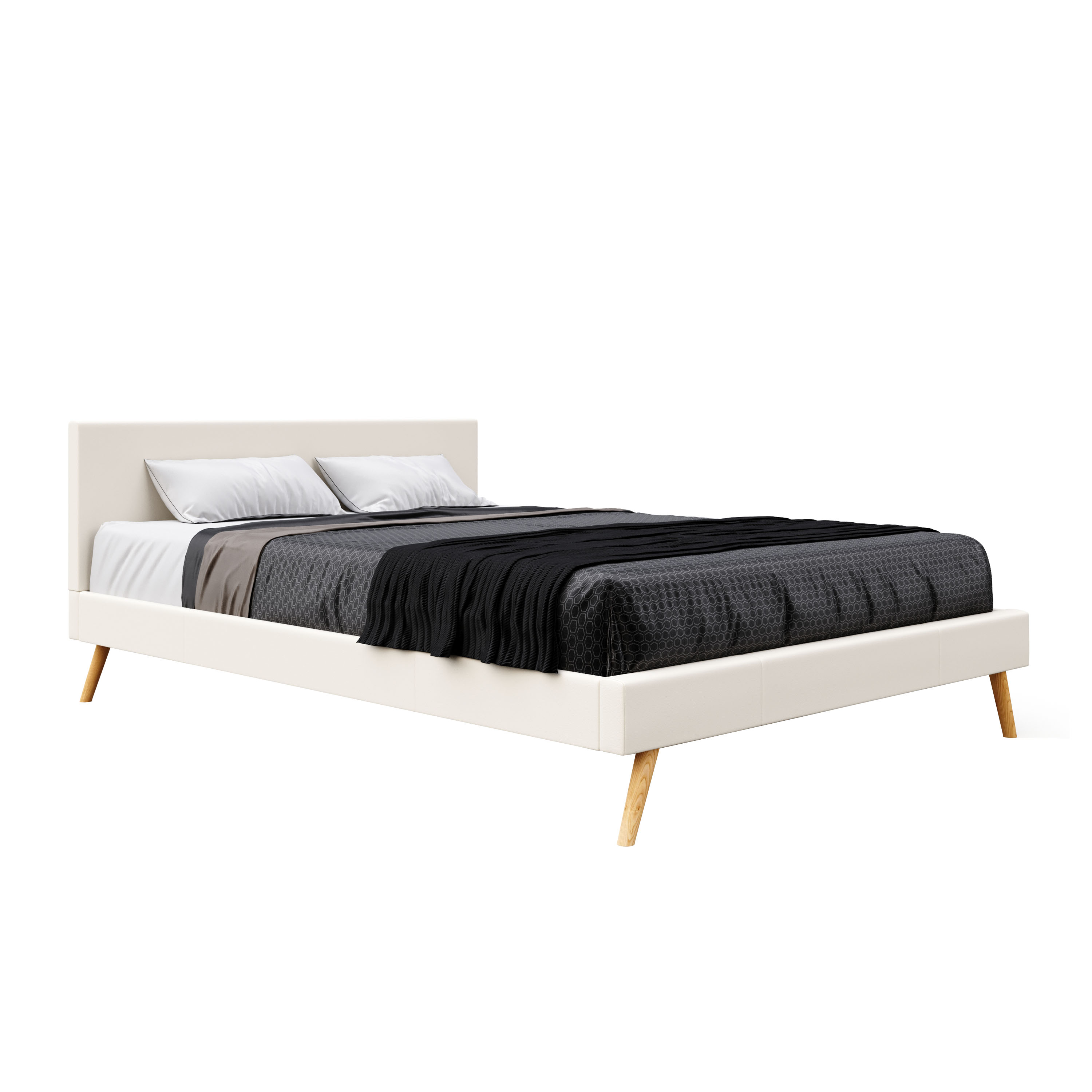 Lederbett ELVAR 160 x 200 cm weiss
