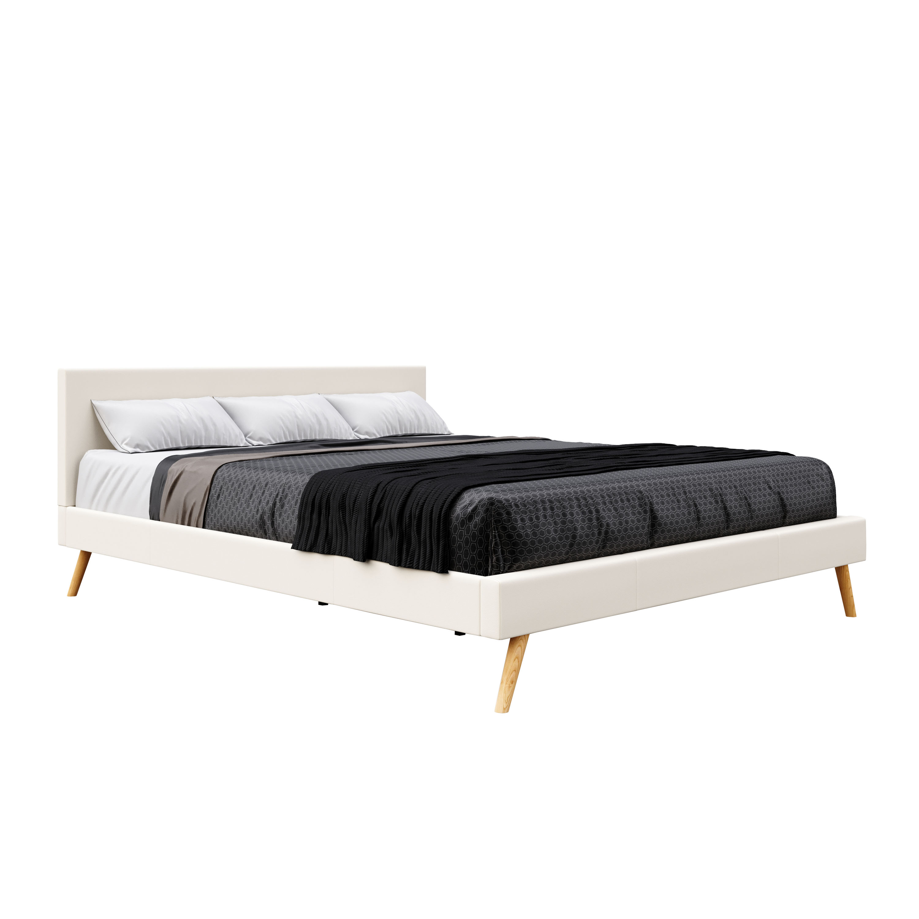 Lederbett ELVAR 180 x 200 cm weiss