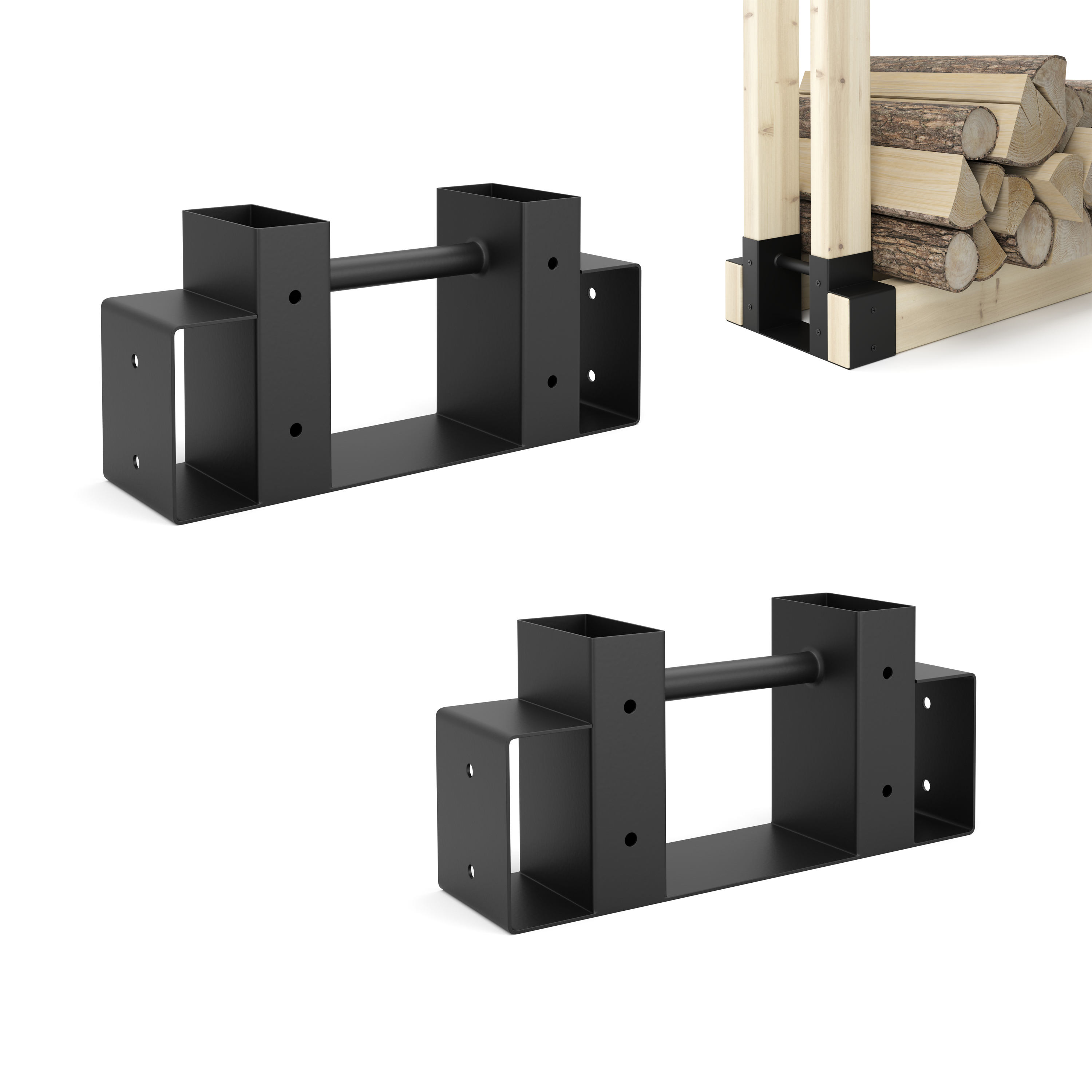 Holzstapelhilfe 2er Set schwarz