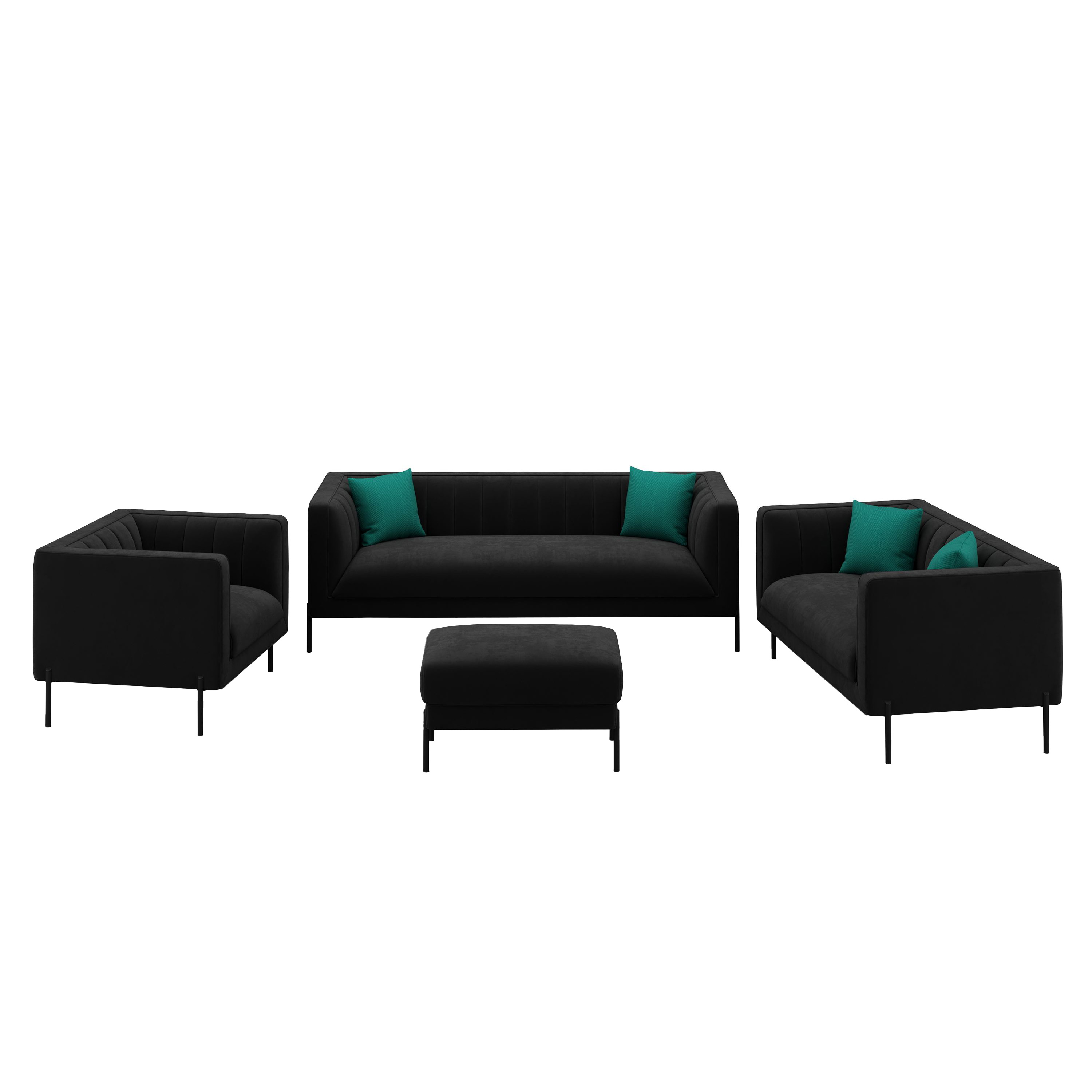 Sofa Set Samt ATTILA schwarz