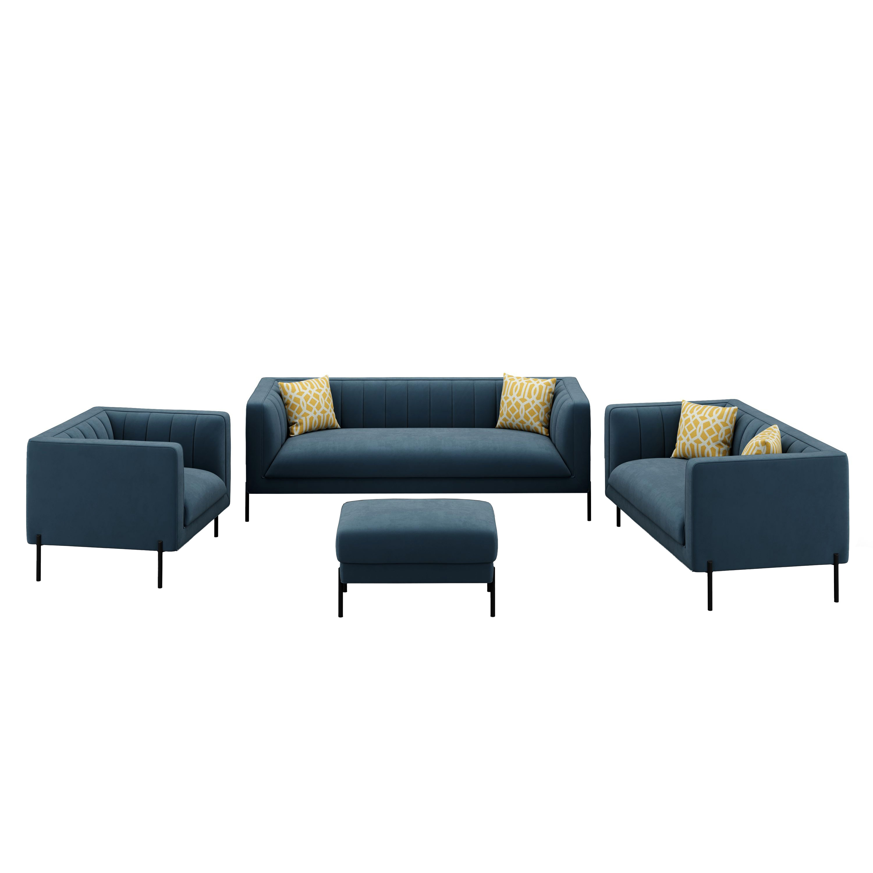 Sofa Set Samt ATTILA blau