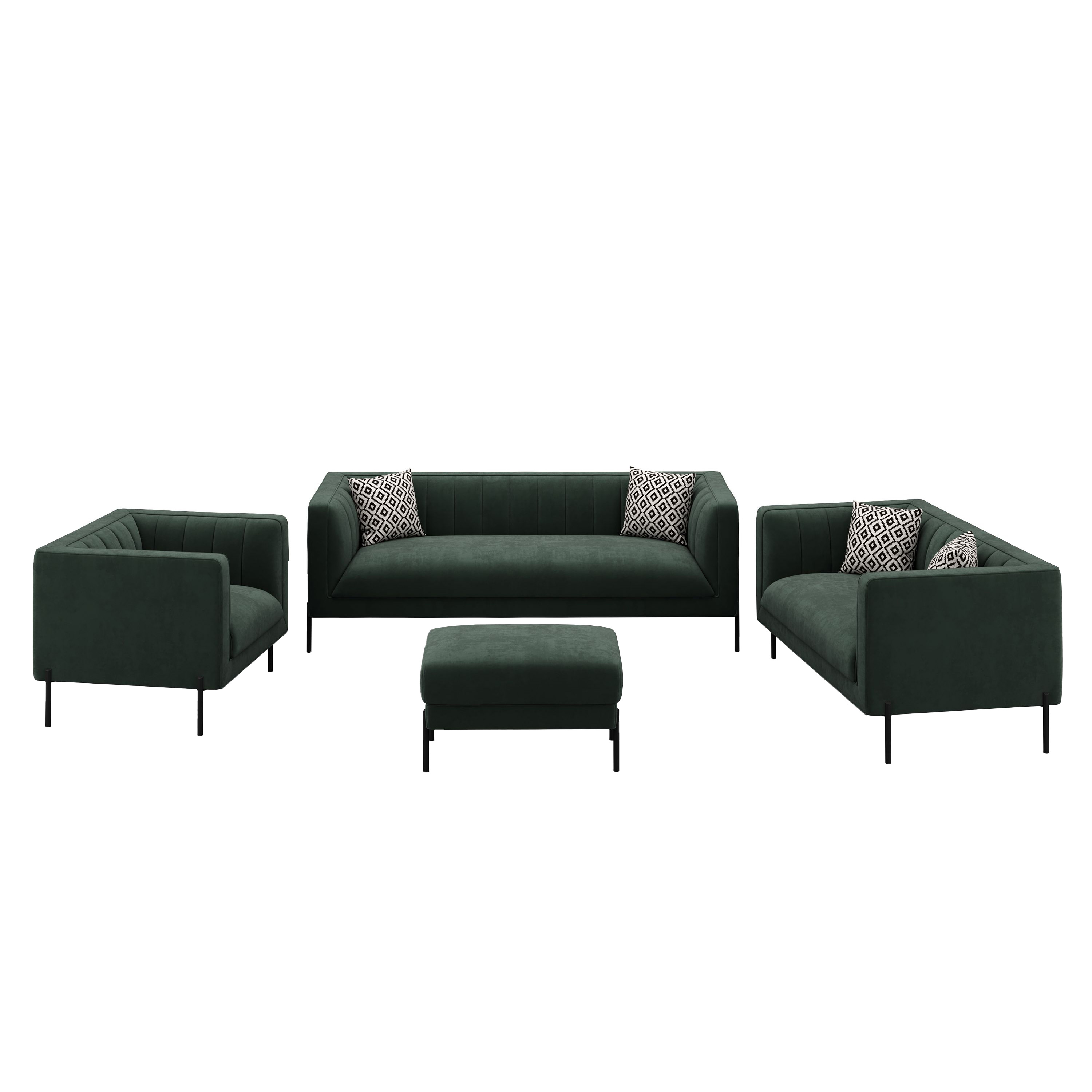 Sofa Set Samt ATTILA dunkelgrün