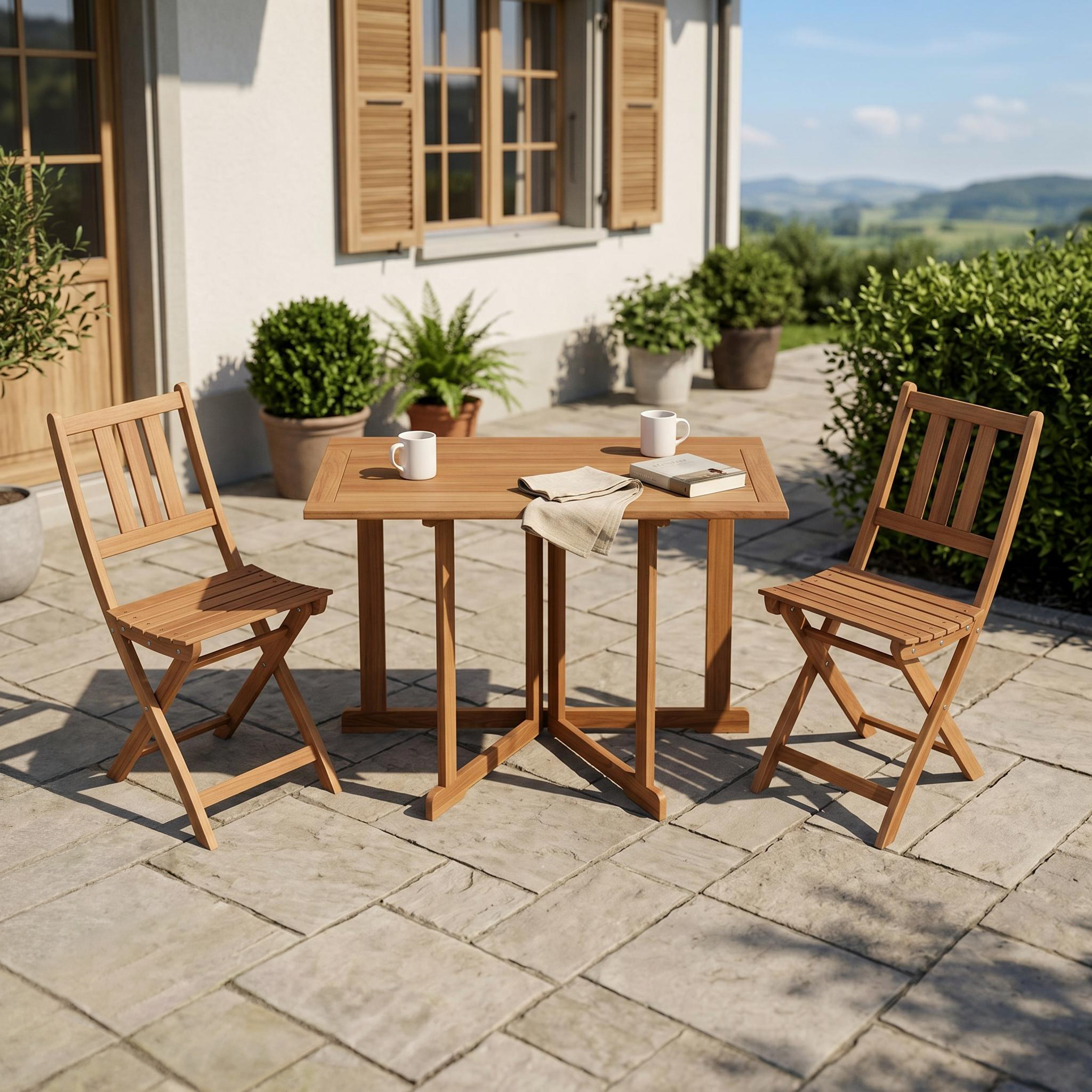 Balkonmöbel Set Holz CANNOBIO 3-teilig