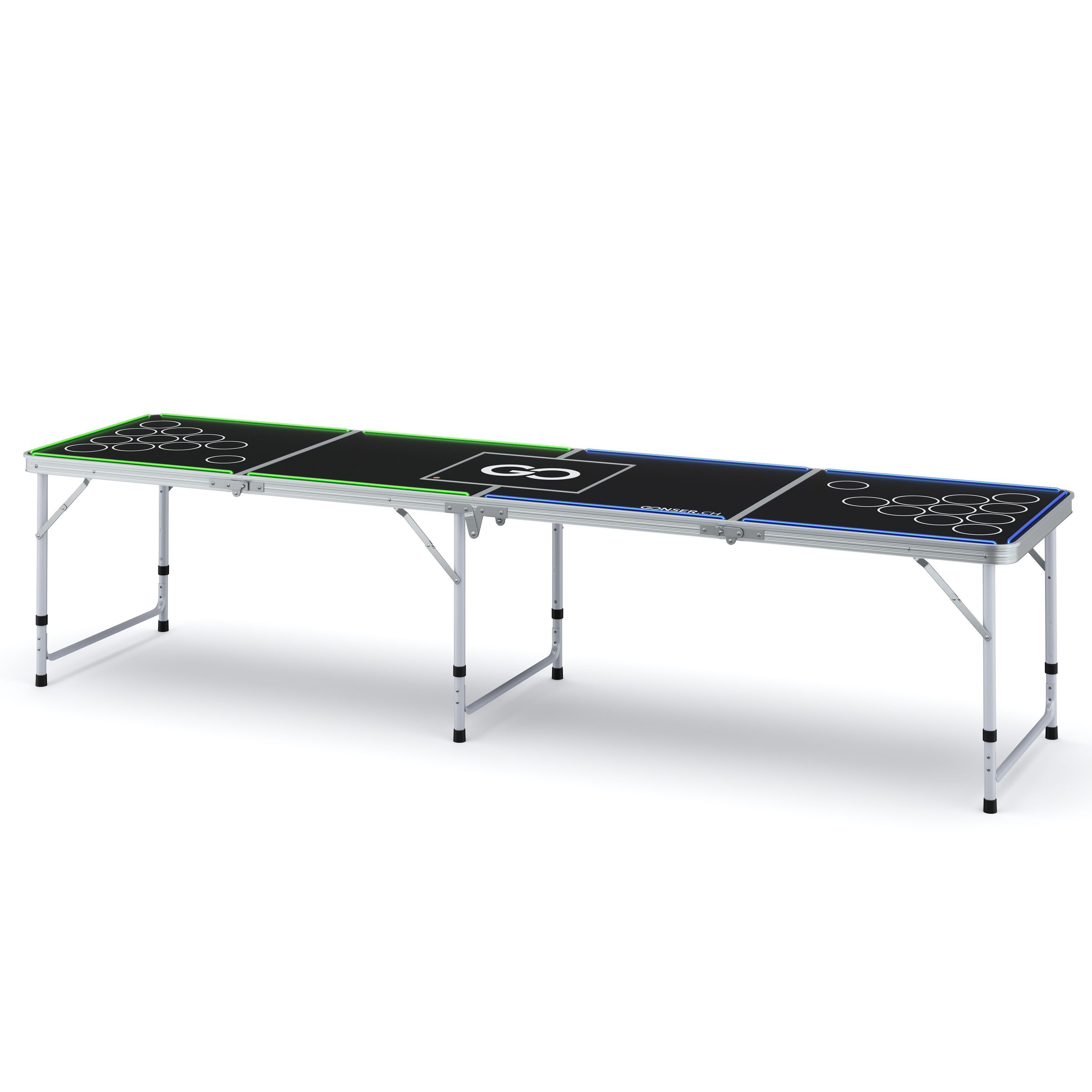LED Beer-Pong Tisch mit Kühltasche 240 x 60 cm