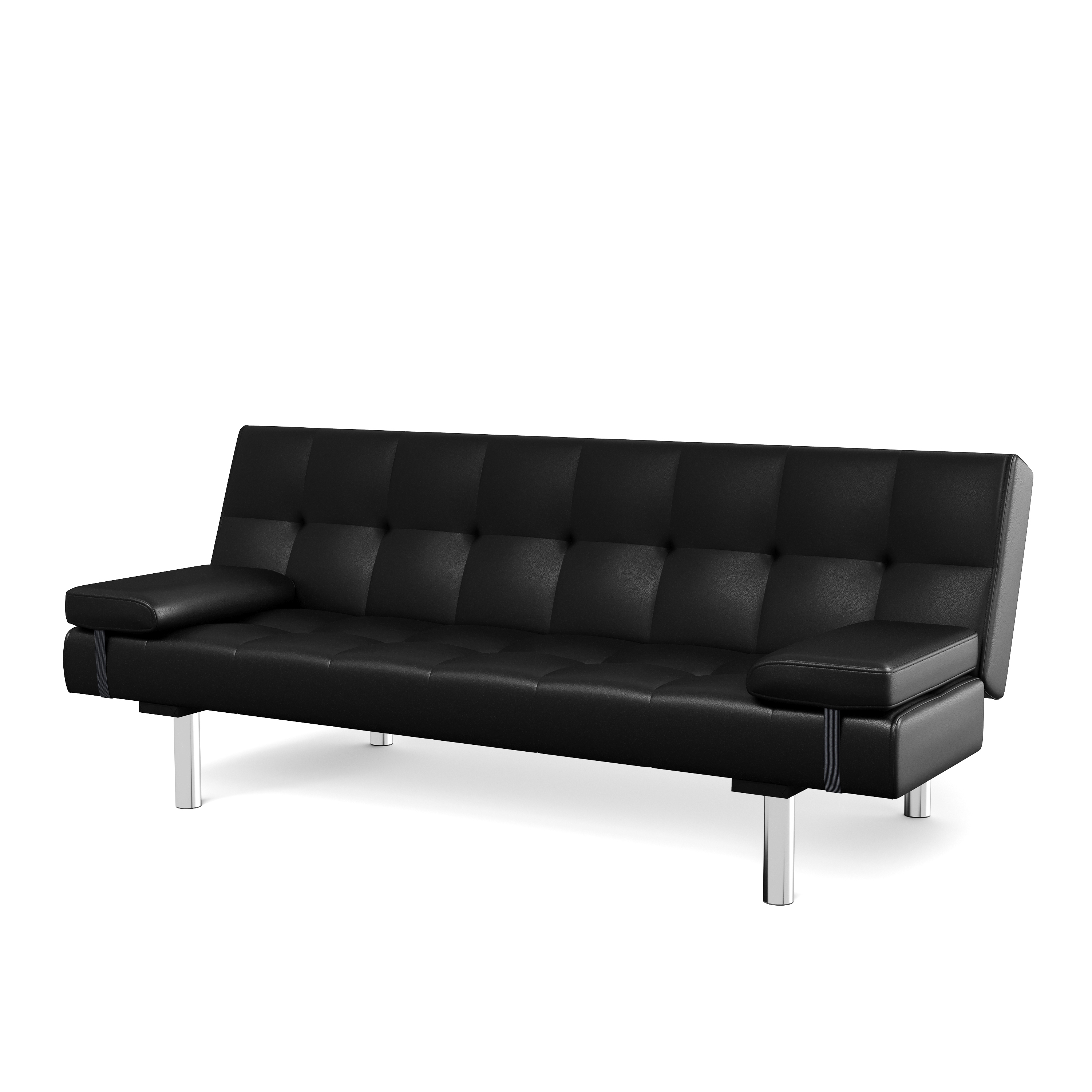 Schlafsofa Leder LENNY schwarz