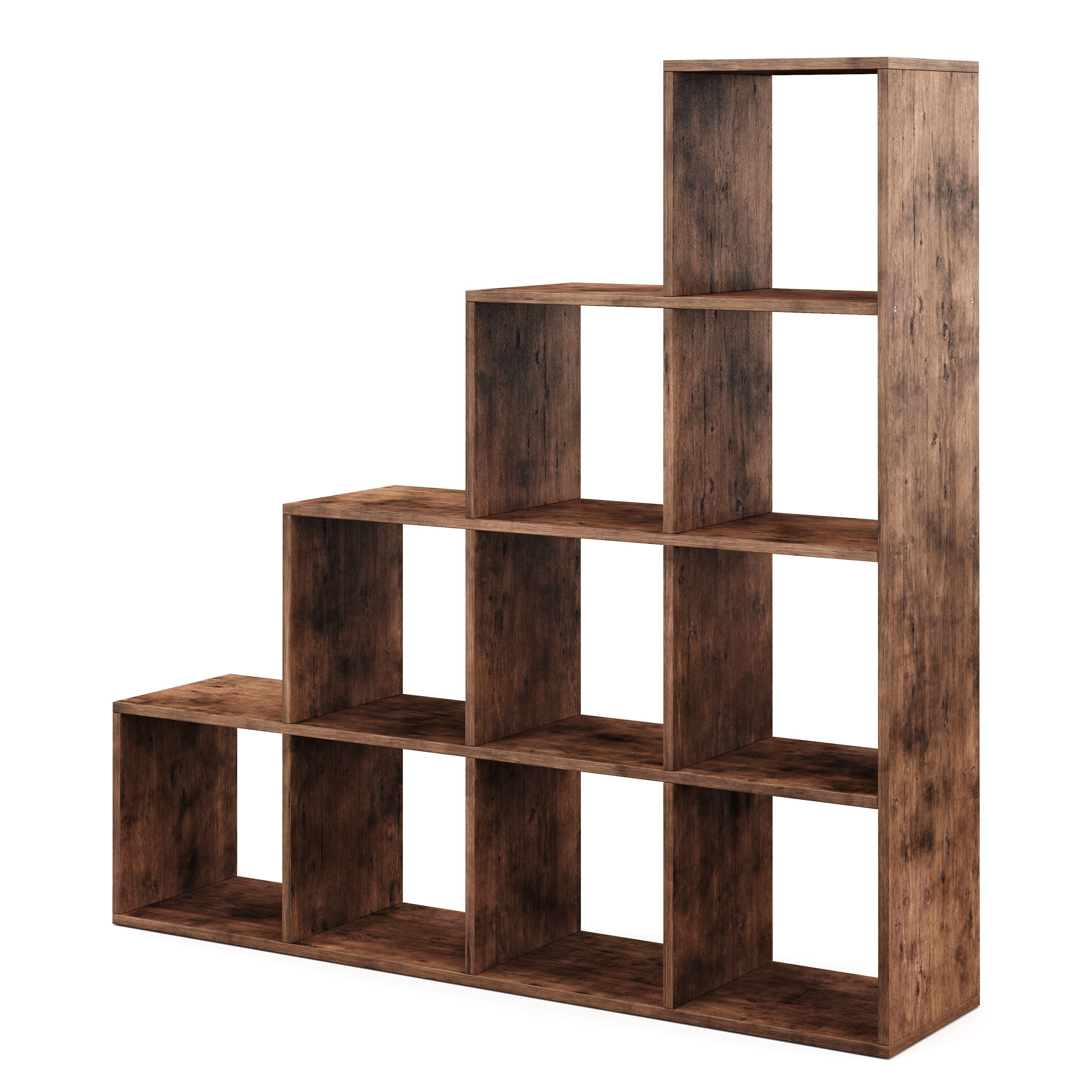 Treppenregal Raumteiler Vintage BONITA 10 Fächer 130 x 130 cm