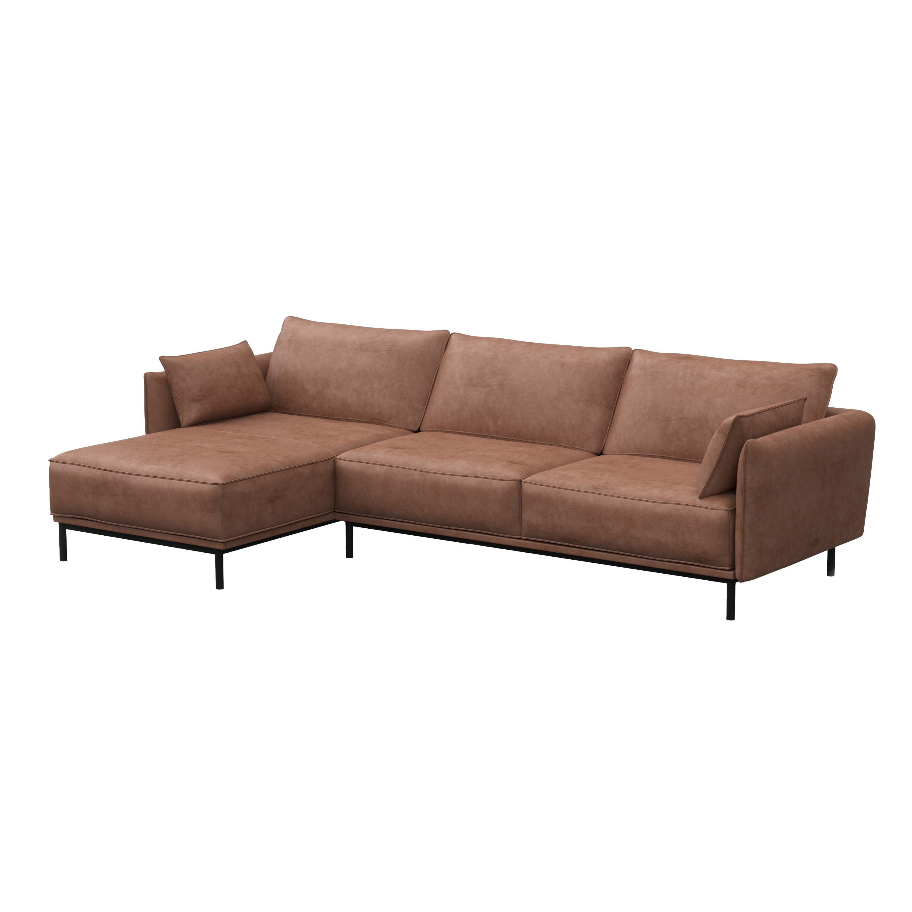 Ecksofa Leder ELVIS links braun