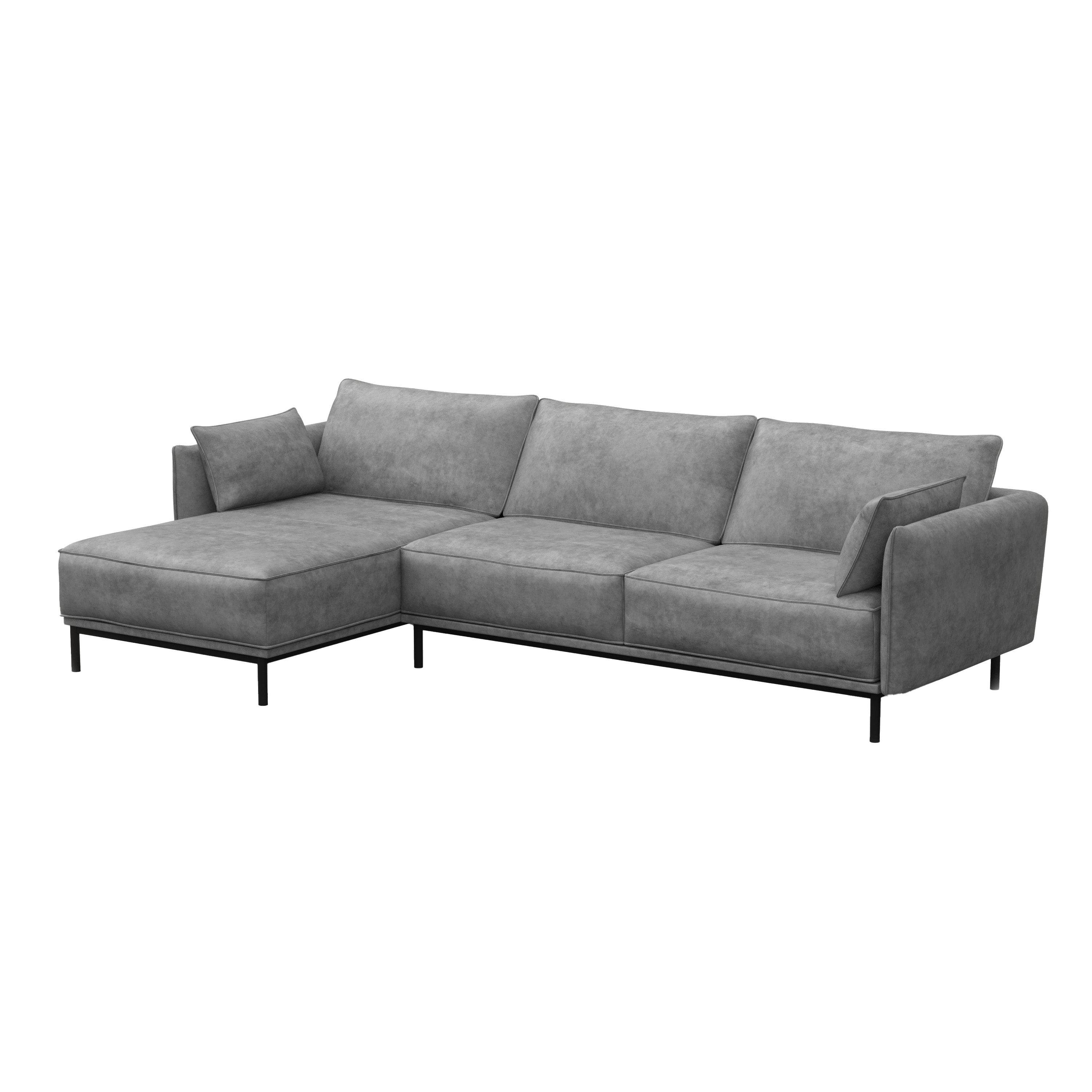 Ecksofa Leder ELVIS links grau