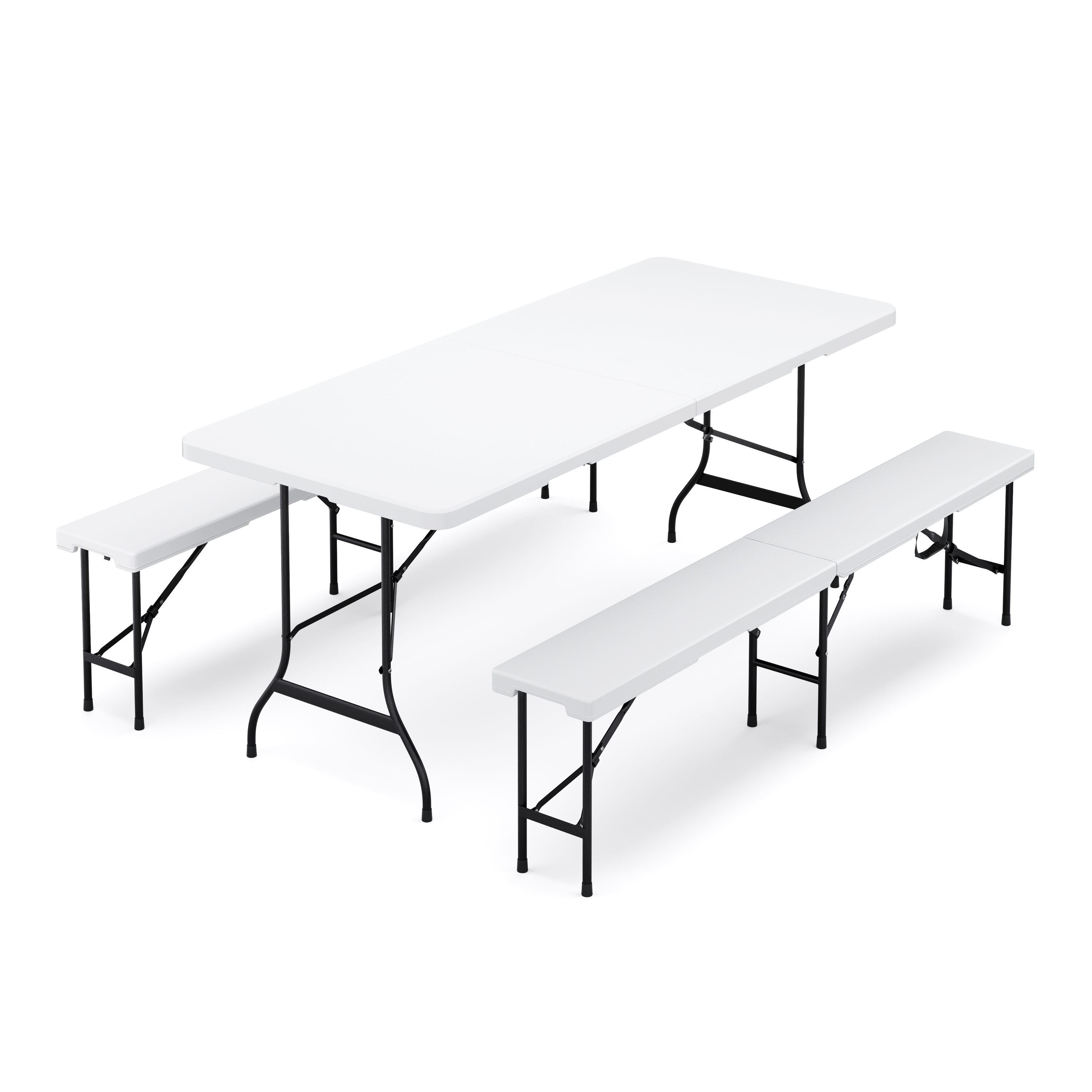 Campingtisch Garnitur klappbar 180 cm weiss