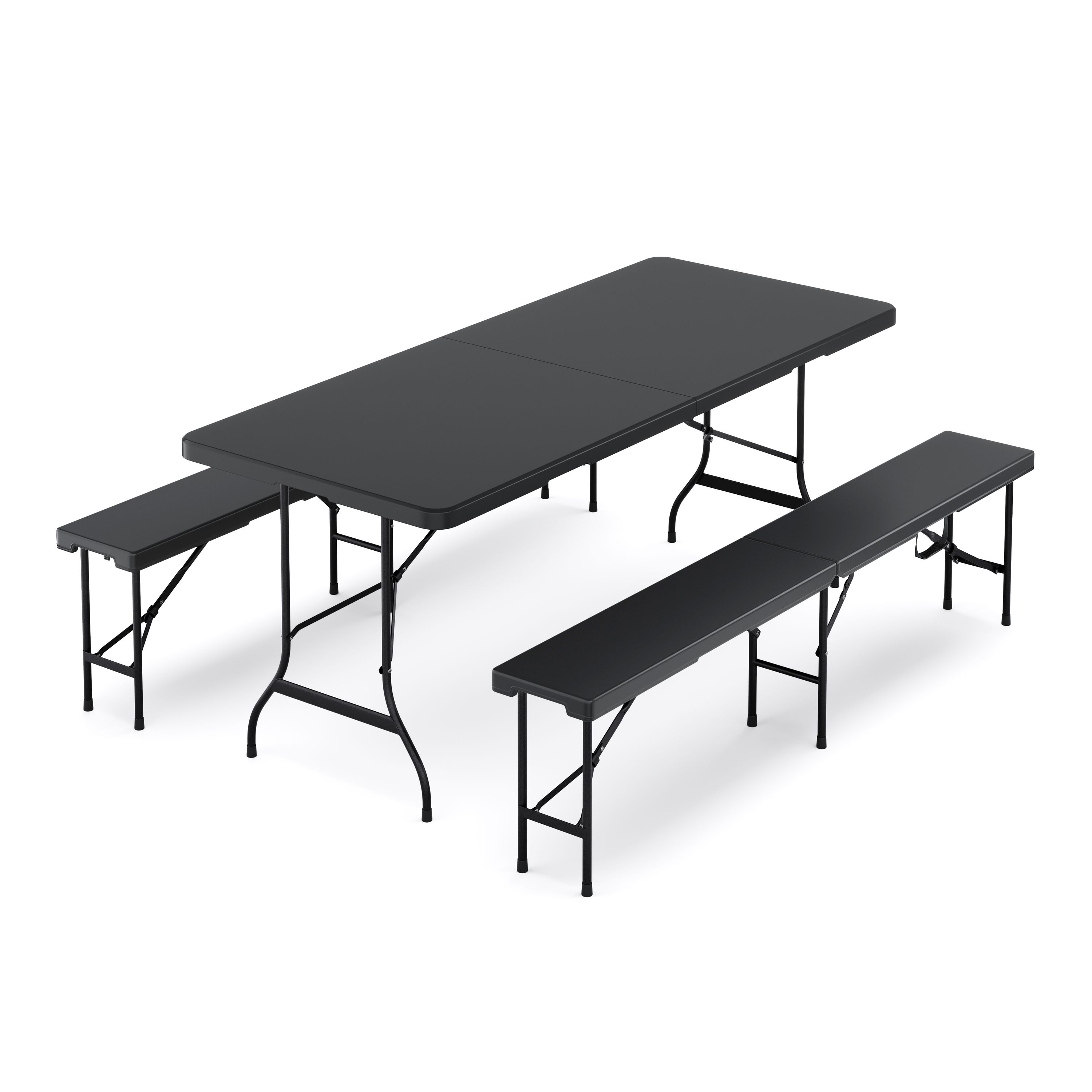 Campingtisch Garnitur klappbar 180 cm schwarz