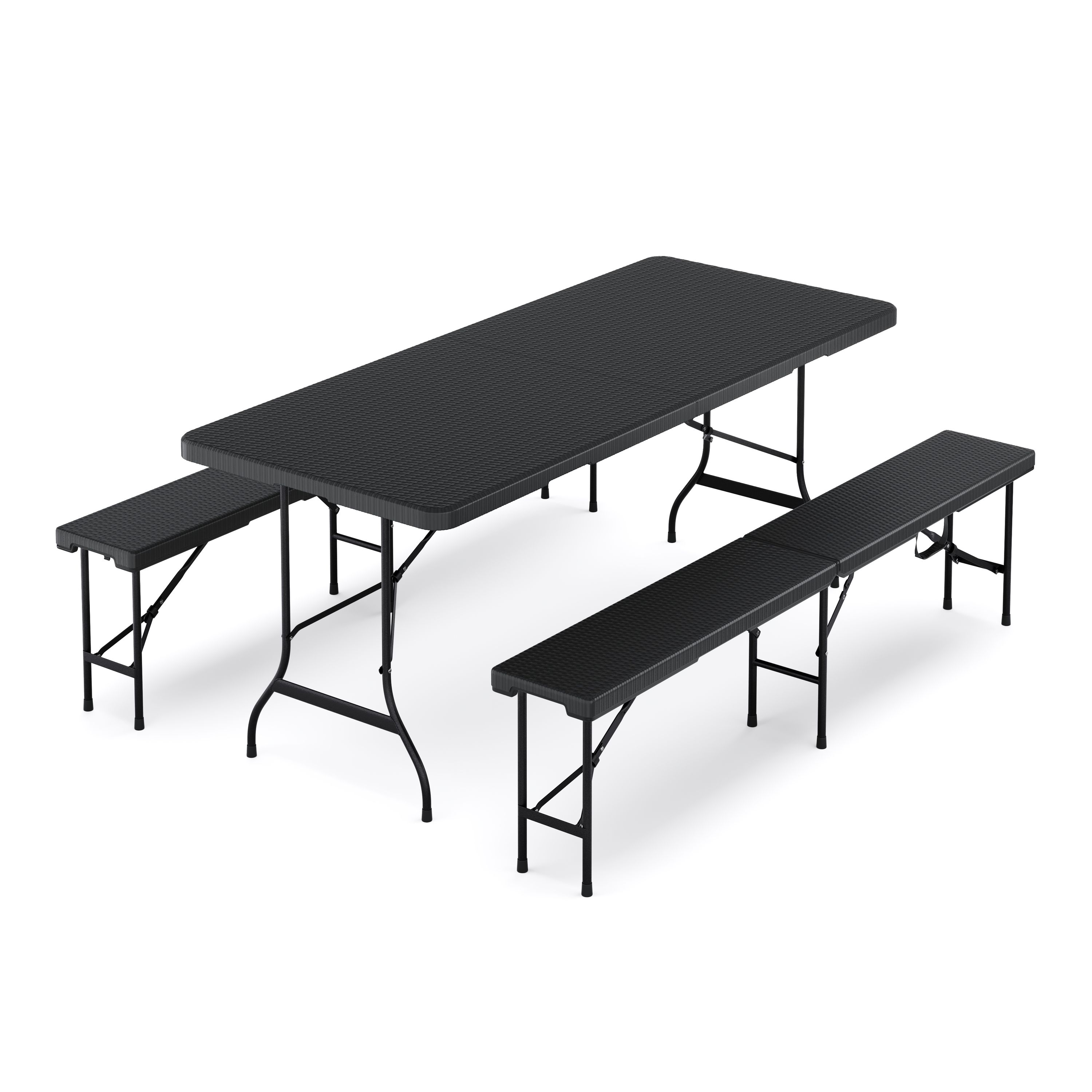 Campingtisch Garnitur klappbar 180 cm Rattanoptik