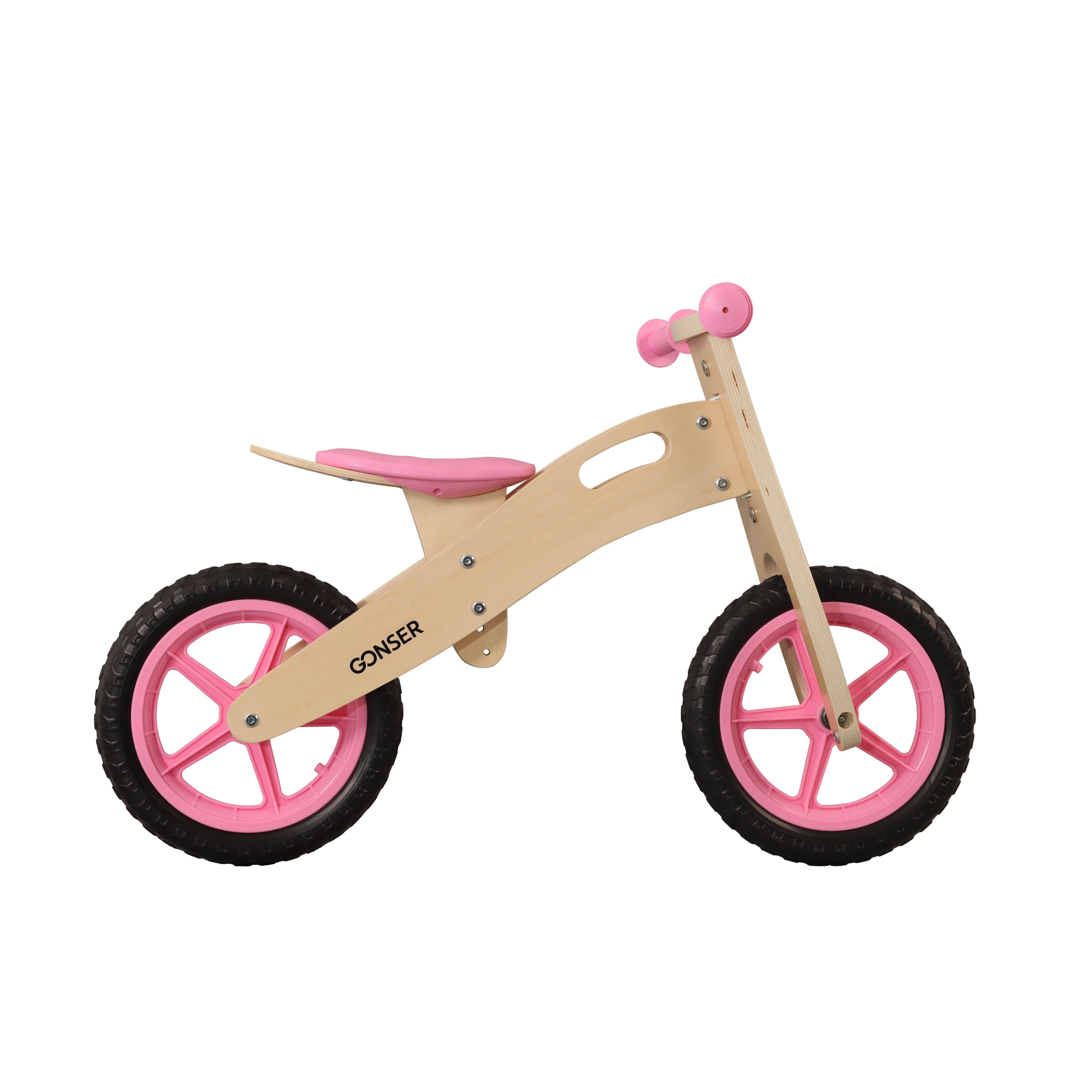 Laufrad Holz 12" pink/natur