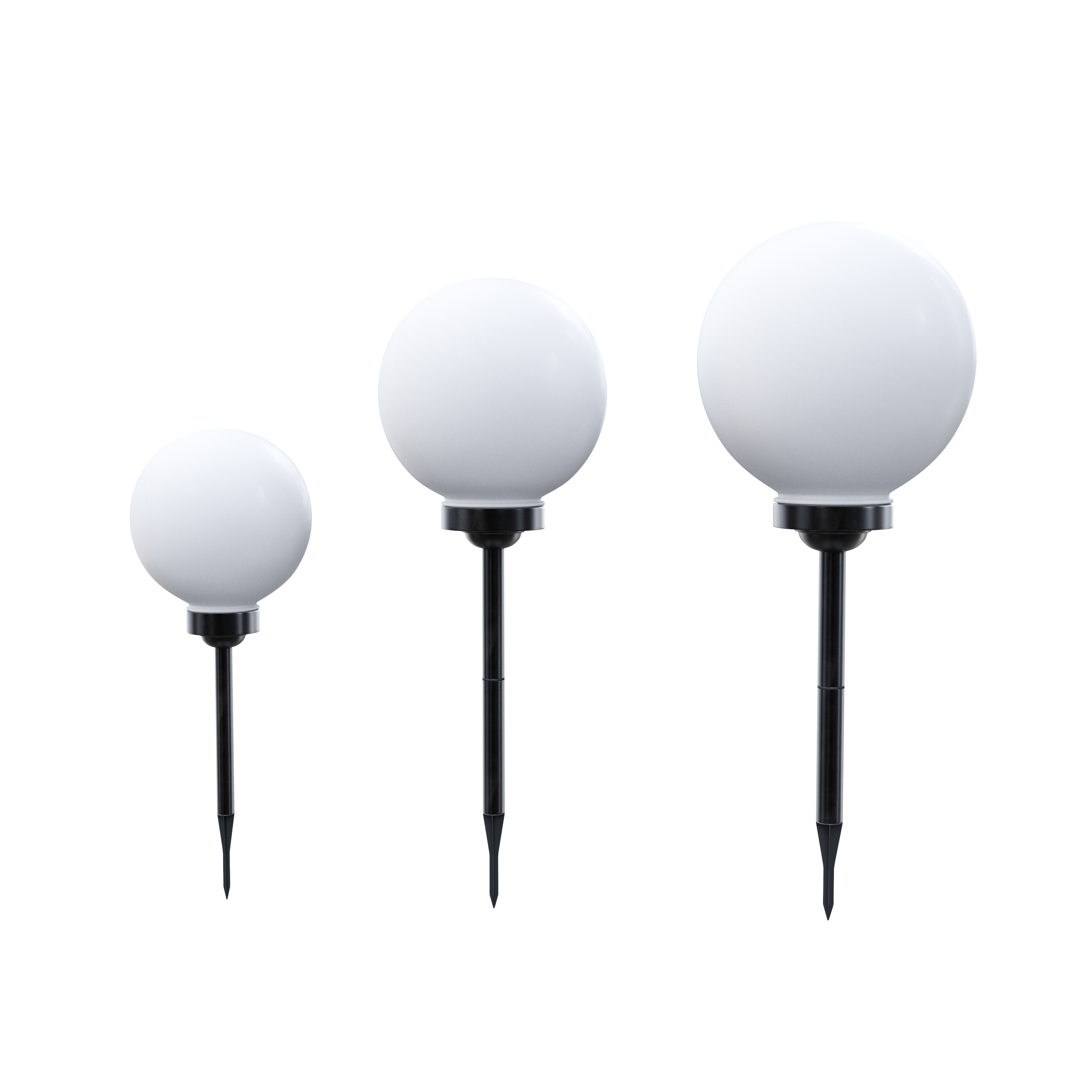 LED Solarlampe rund Set 3-teilig 20 / 25 / 30 cm