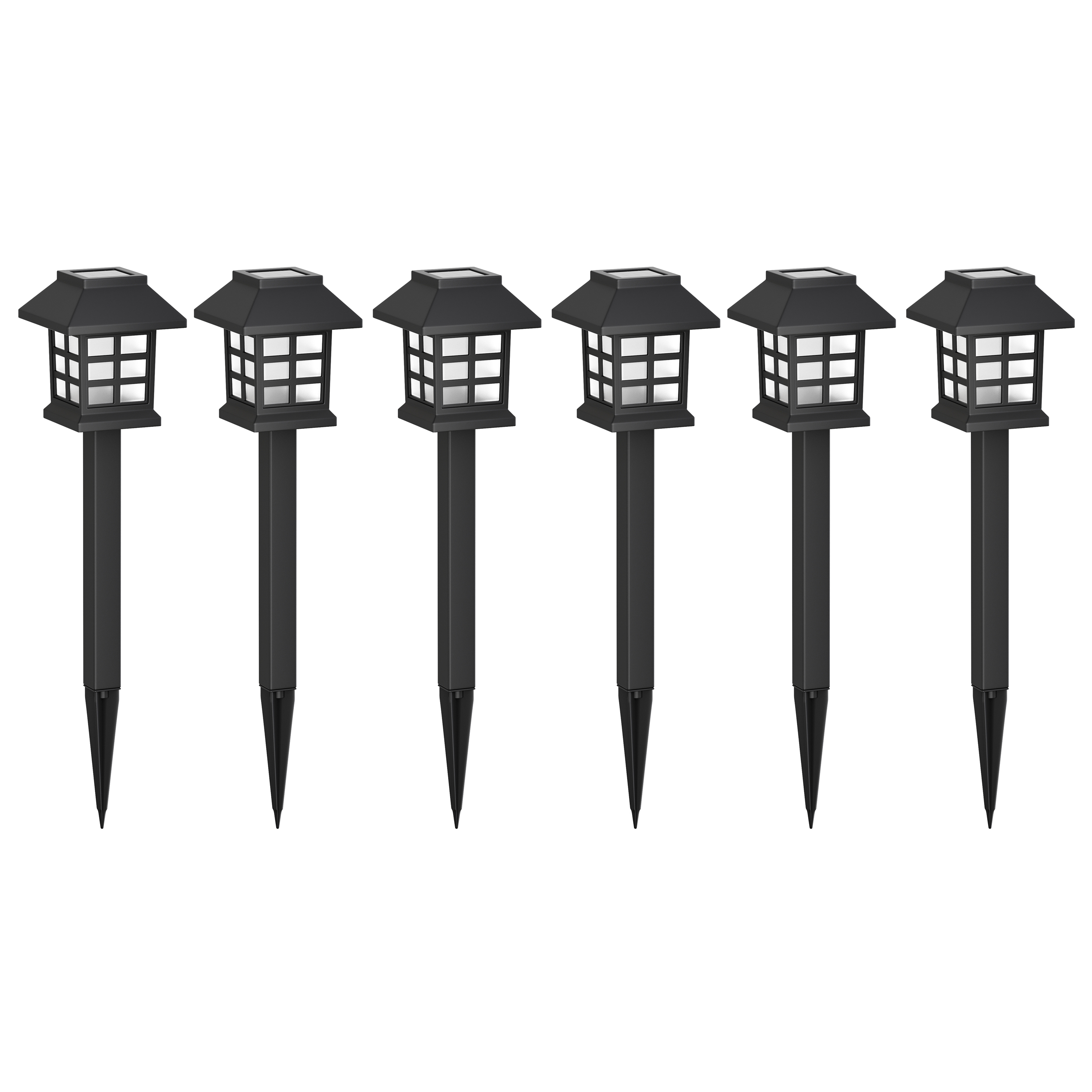 LED Solarlampe 38 cm 6er Set schwarz
