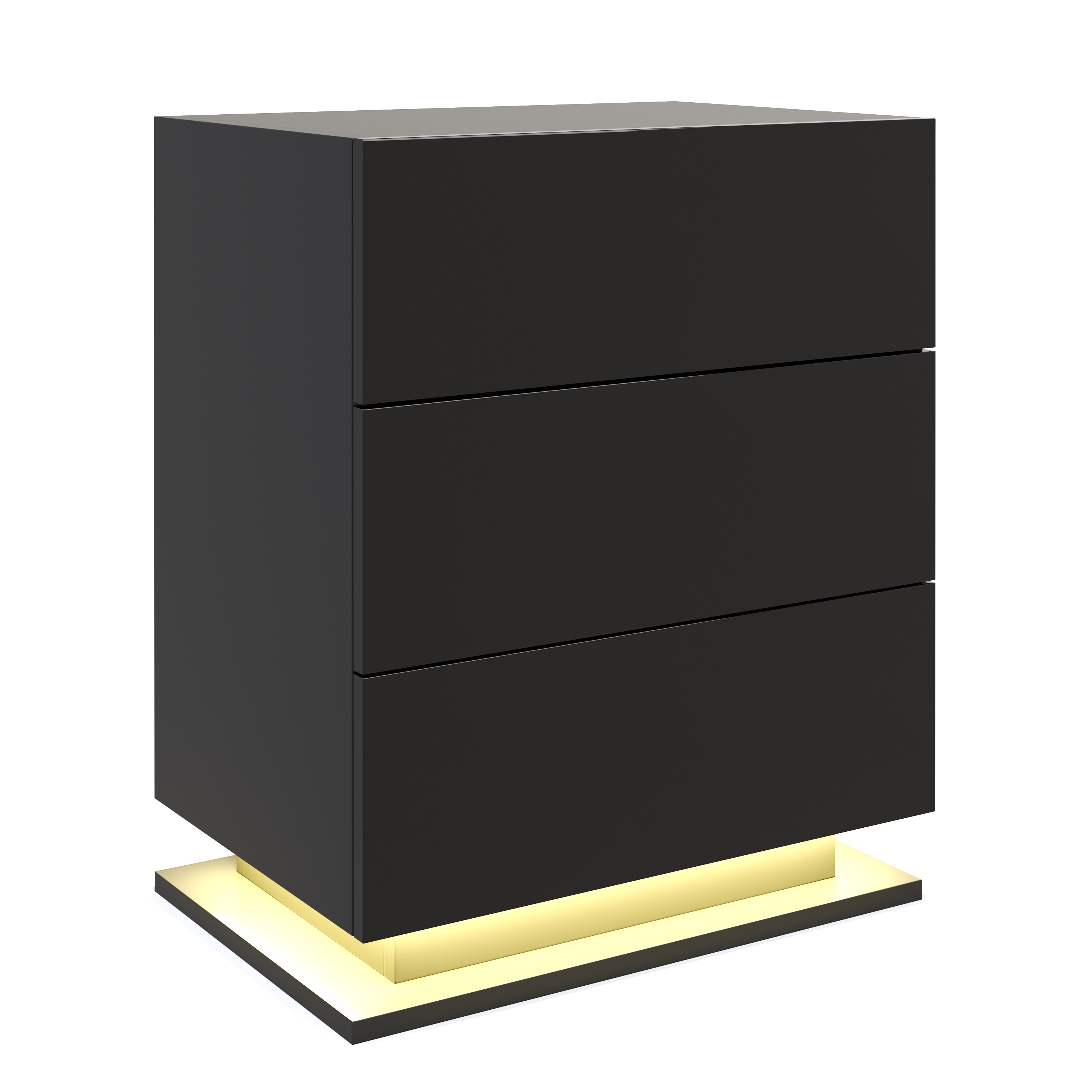 Nachttisch LED MINO 3 Schubladen schwarz