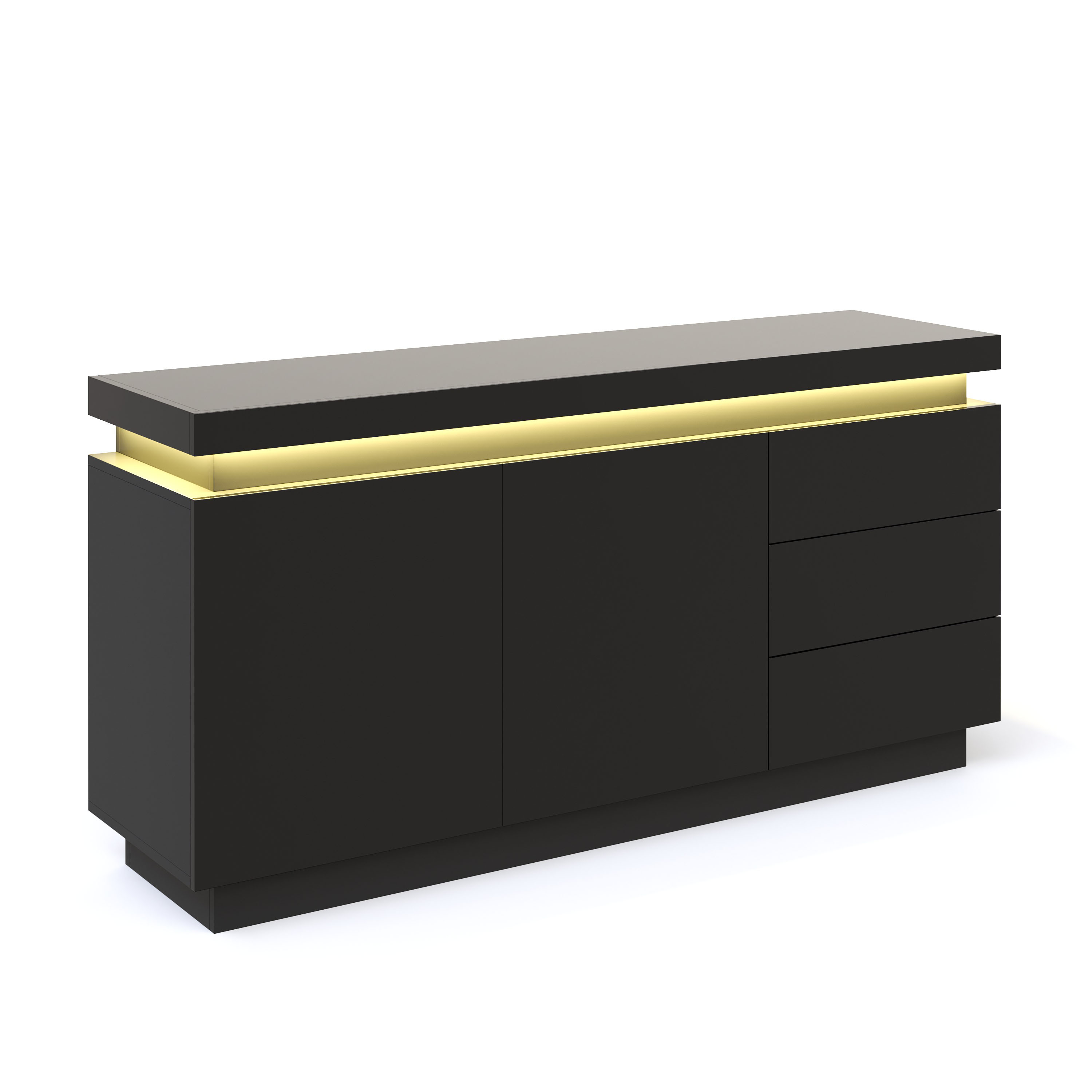 Sideboard LED ELVIO 150 x 75 cm schwarz