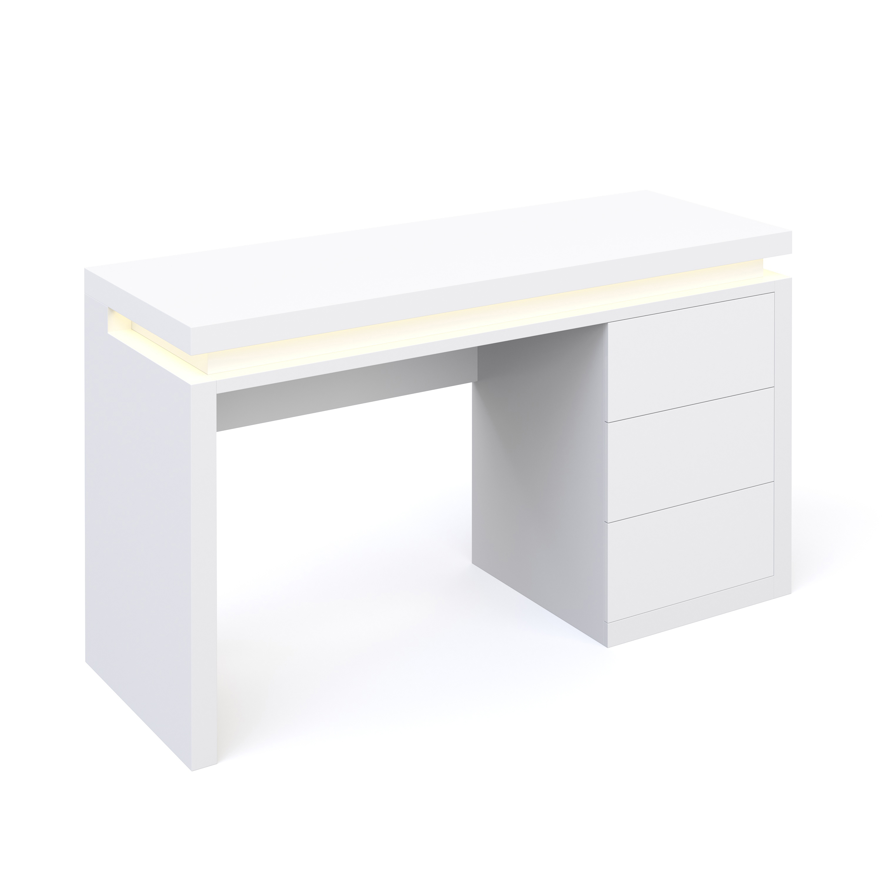 Schreibtisch LED LEANDRO mit Schubladen 140 x 50 x 78 cm weiss