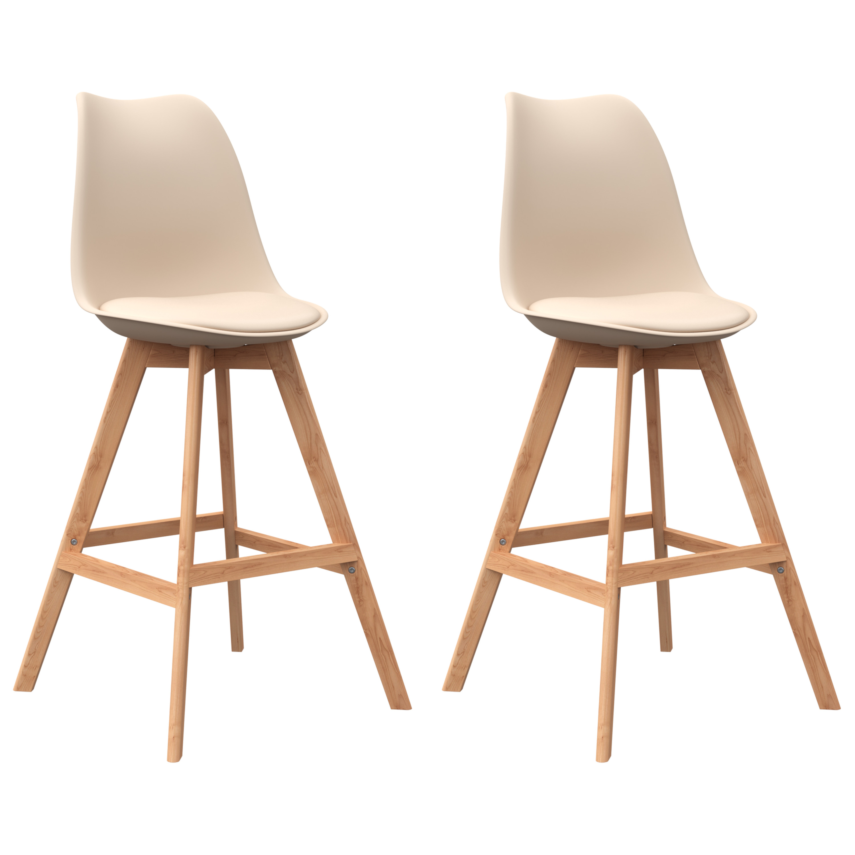 Barhocker AMELIA 2er Set beige