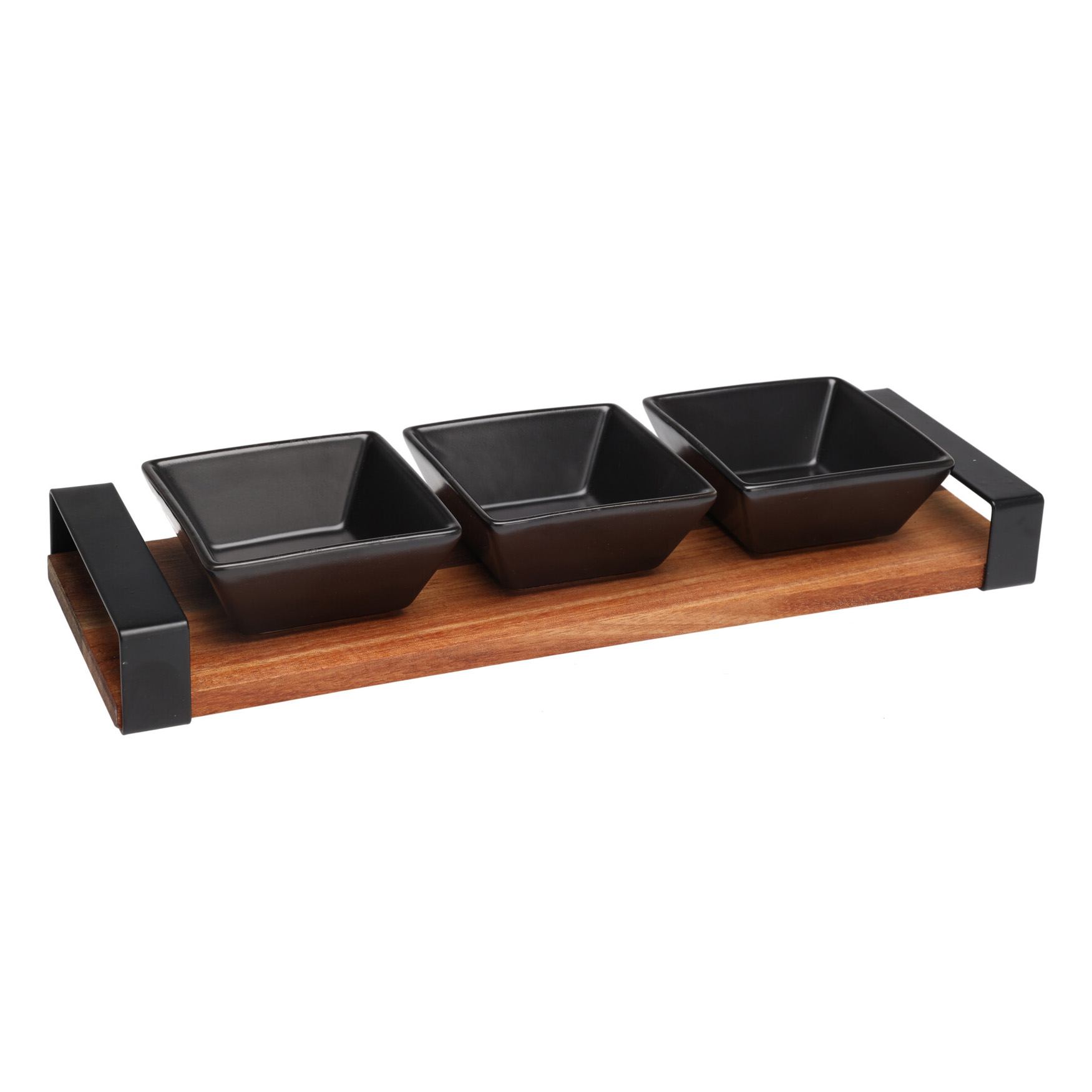 Apéroschale Servierset 4-teilig schwarz/natur