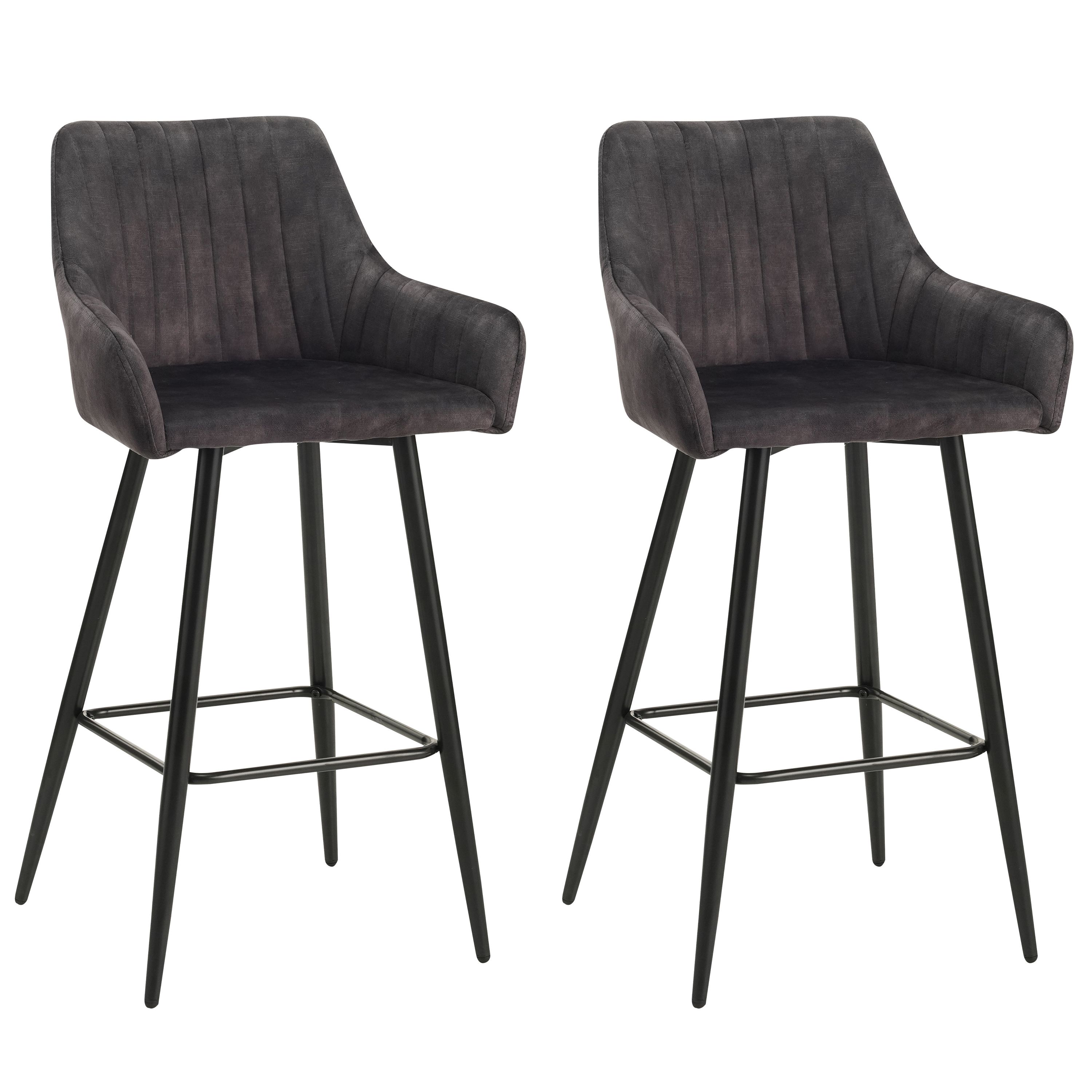 Barhocker Samt LEE 2er Set anthrazit