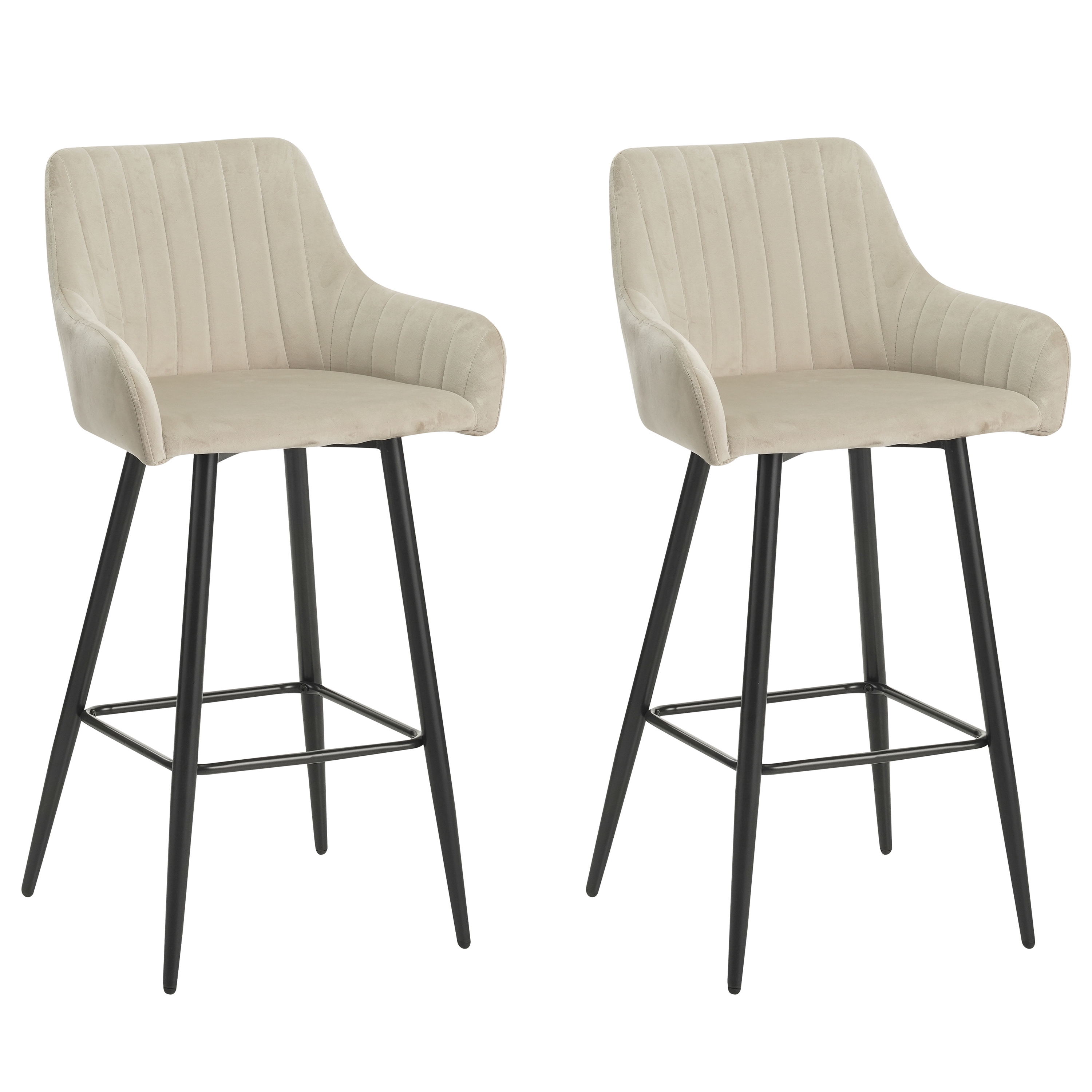 Barhocker Samt LEE 2er Set beige