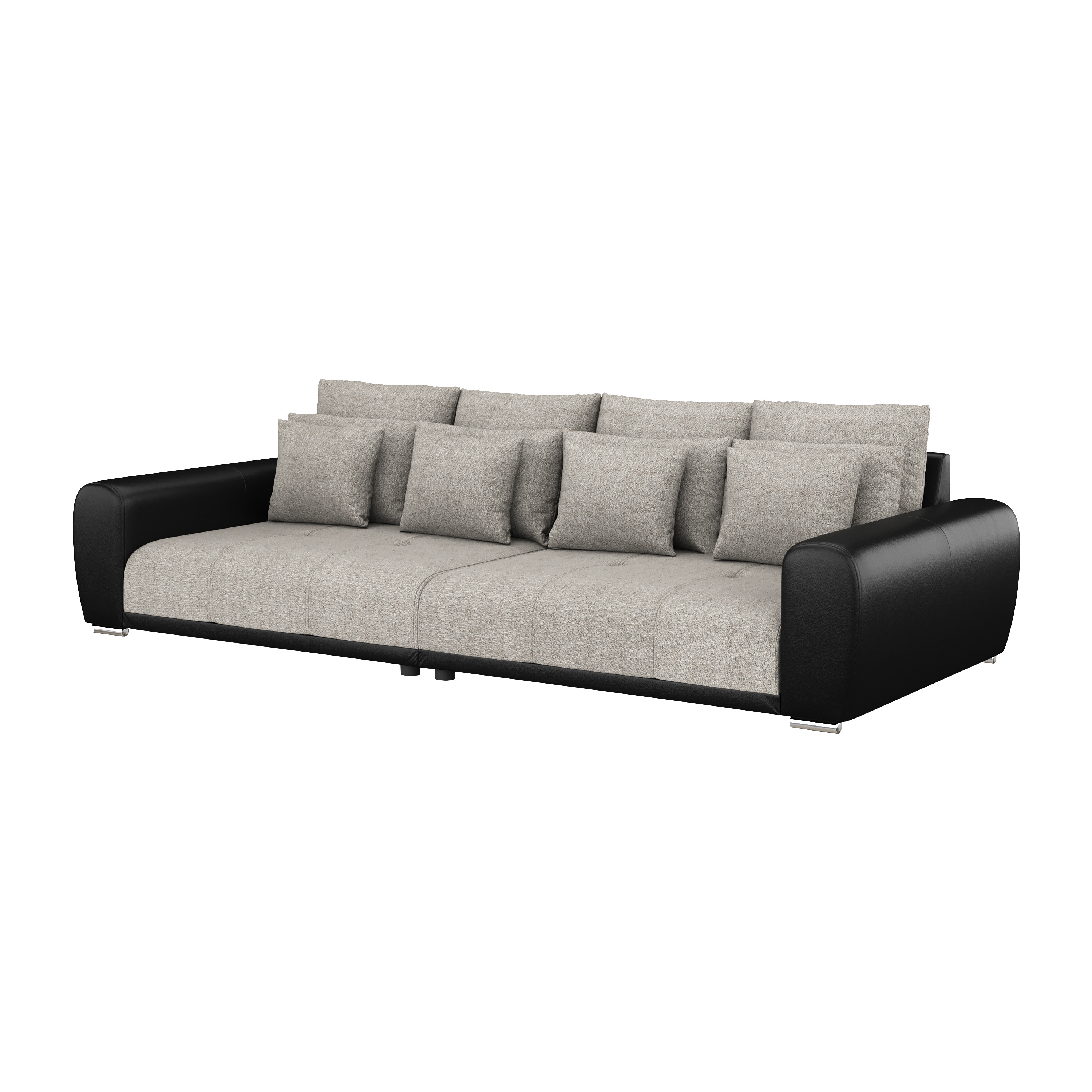 Sofa Leder SAM grau/schwarz