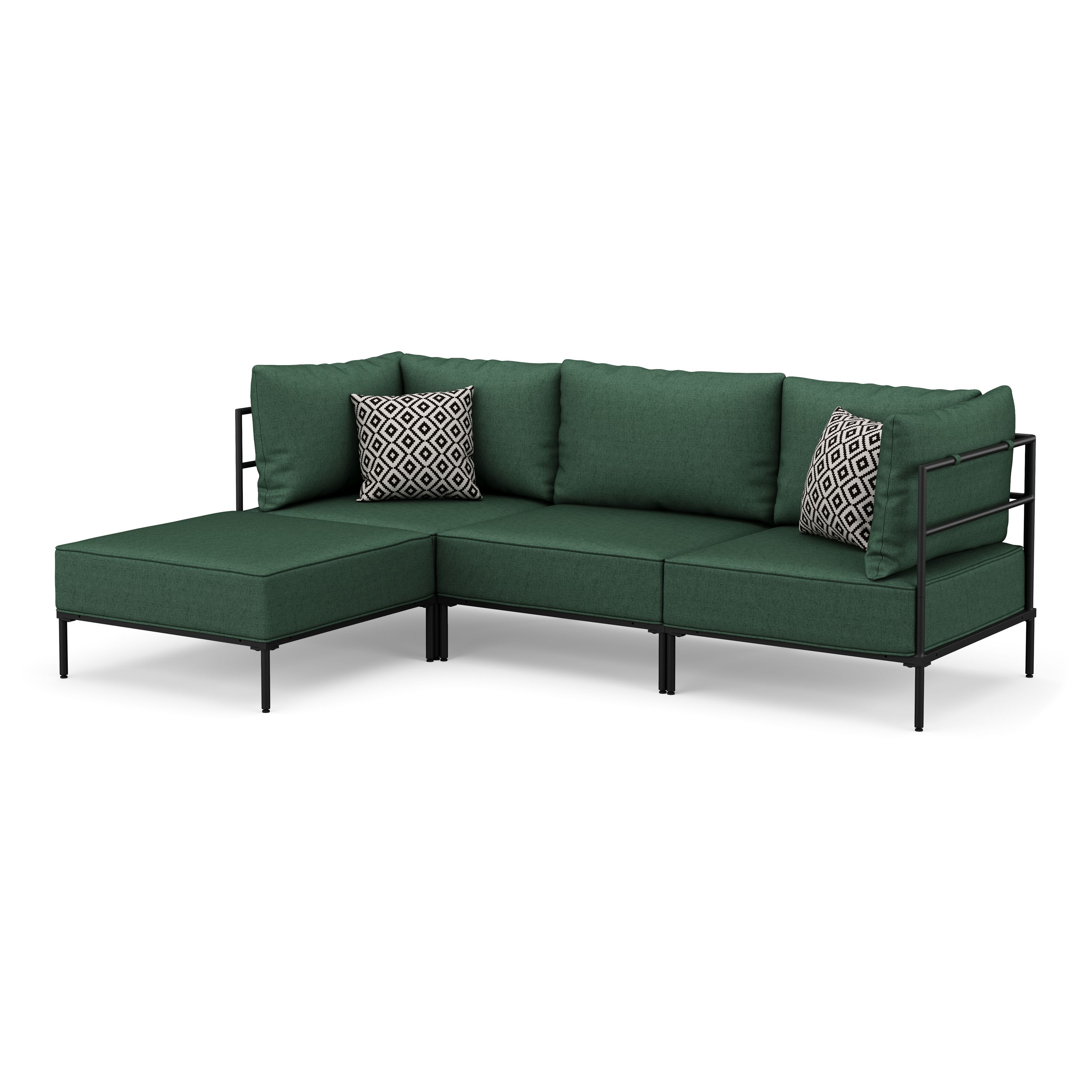 Ecksofa ETHAN 3-Sitzer dunkelgrün
