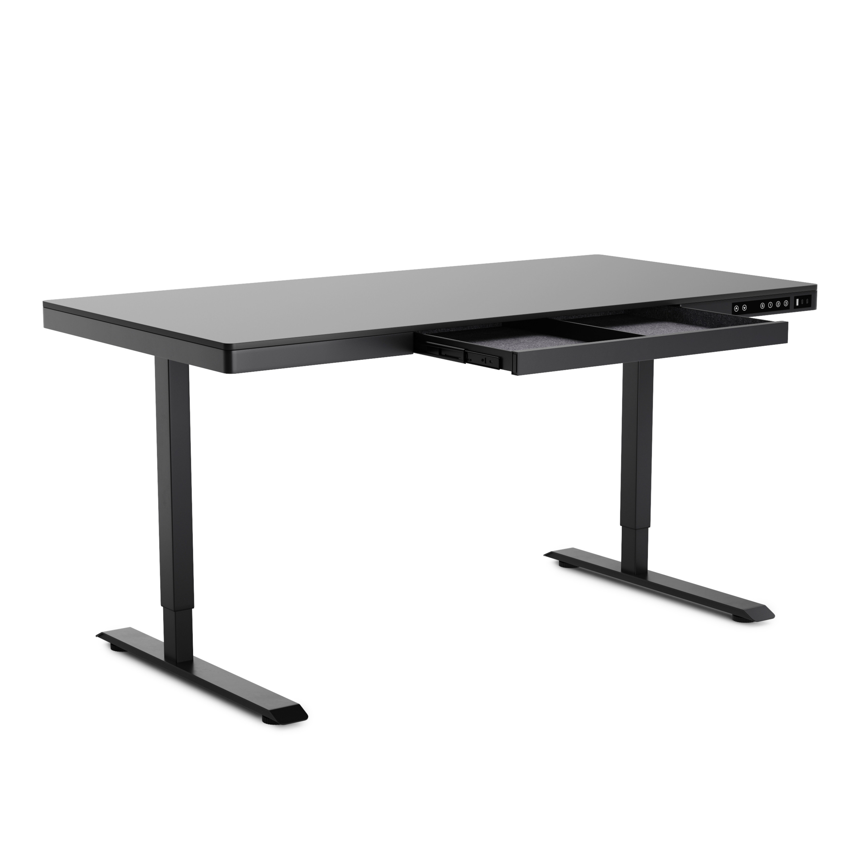 Stehpult elektrisch mit Schublade schwarz 140 x 70 cm