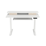 Stehpult elektrisch mit Ablage + Tastaturfach 120 x 60 cm weiss Frontalansicht