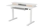 Stehpult elektrisch mit Ablage + Tastaturfach 120 x 60 cm weiss schräge Ansicht links
