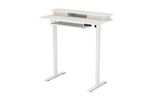Stehpult elektrisch mit Ablage + Tastaturfach 120 x 60 cm weiss hochgefahren