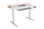 Stehpult elektrisch mit Ablage + Tastaturfach 120 x 60 cm weiss schräge Ansicht rechts
