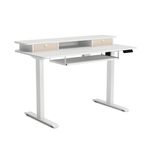 Stehpult elektrisch mit Ablage + Tastaturfach 120 x 60 cm weiss Anzeigebild