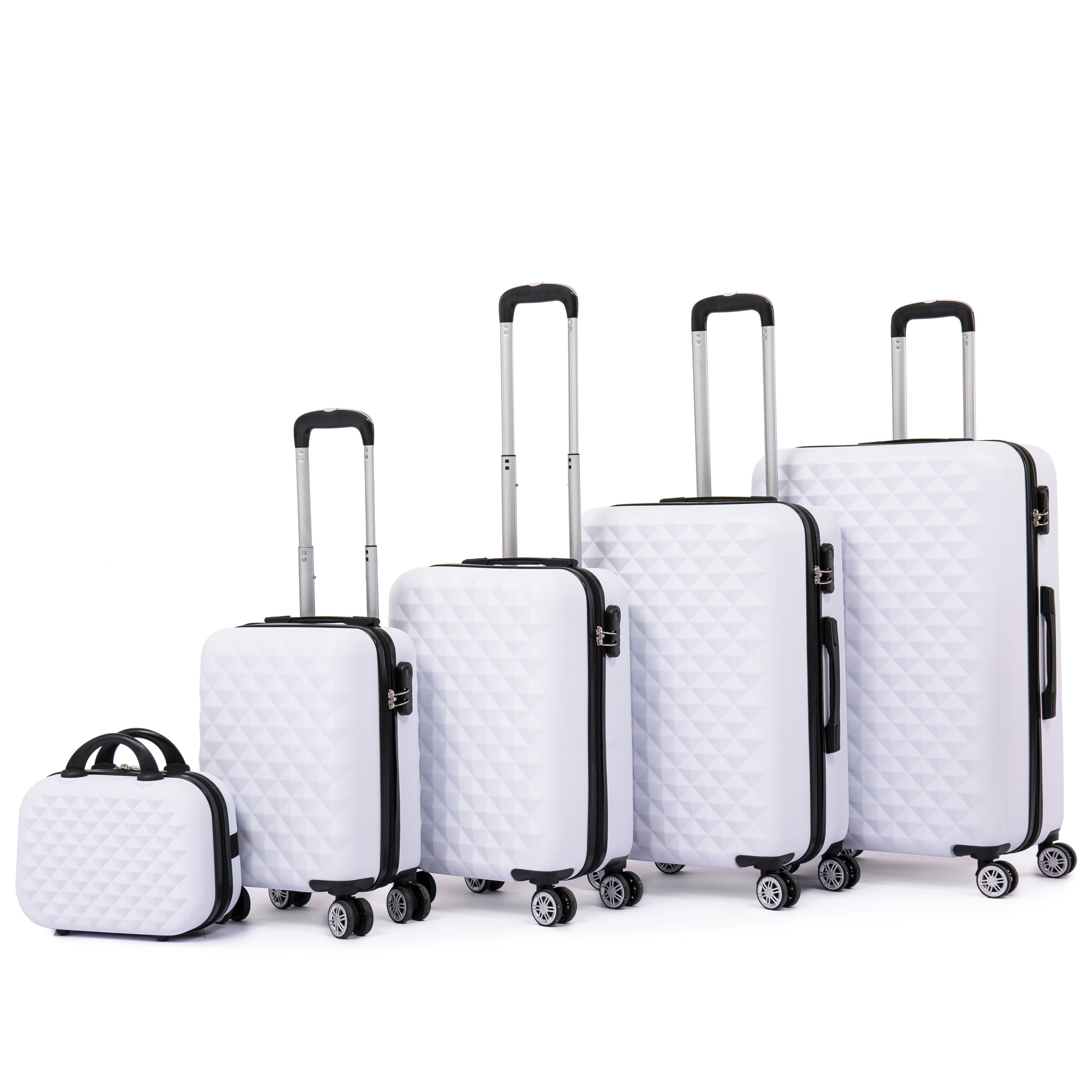 Reisekoffer Hartschalenkoffer AMY 5er Set weiss