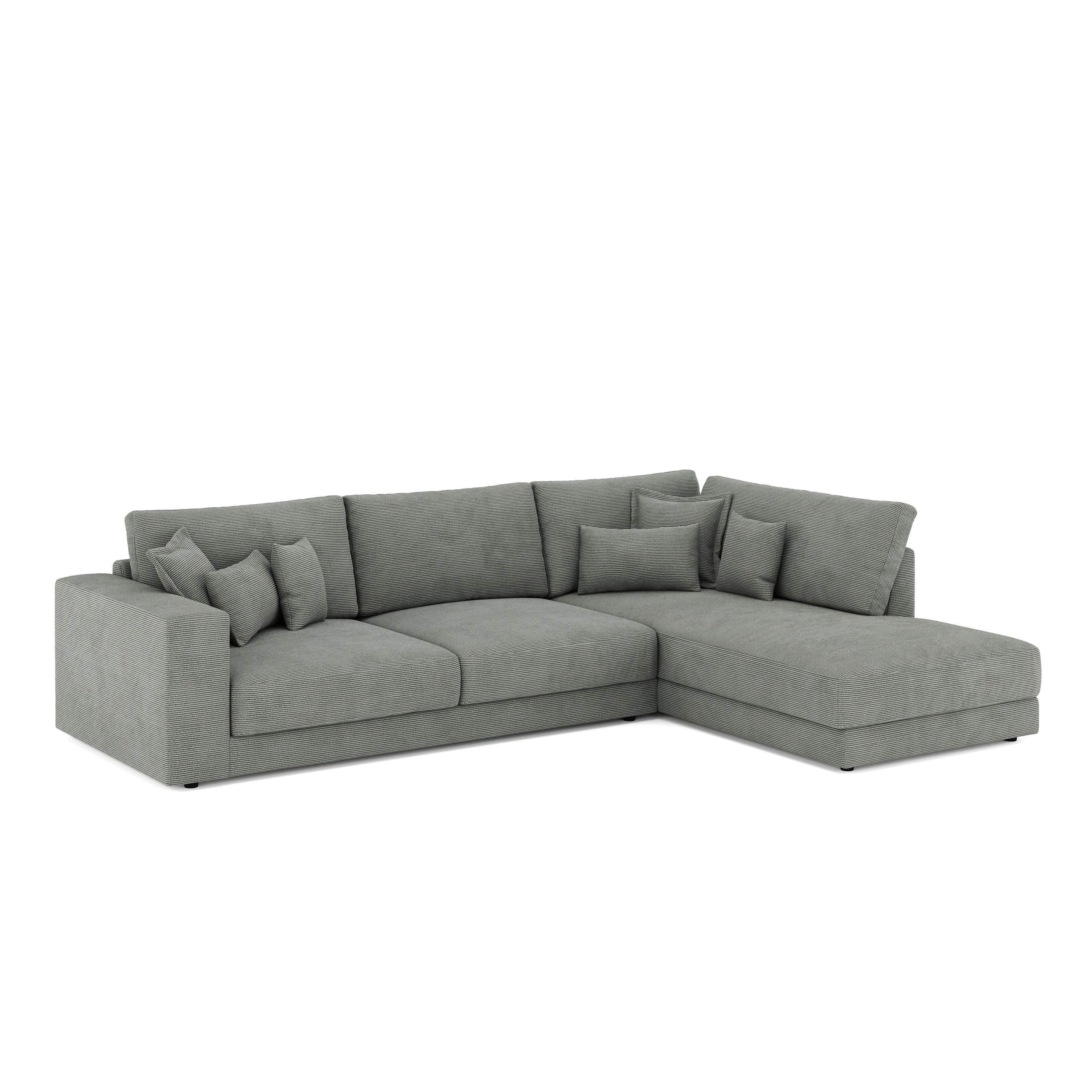 Ecksofa Cord TARJA rechts anthrazit