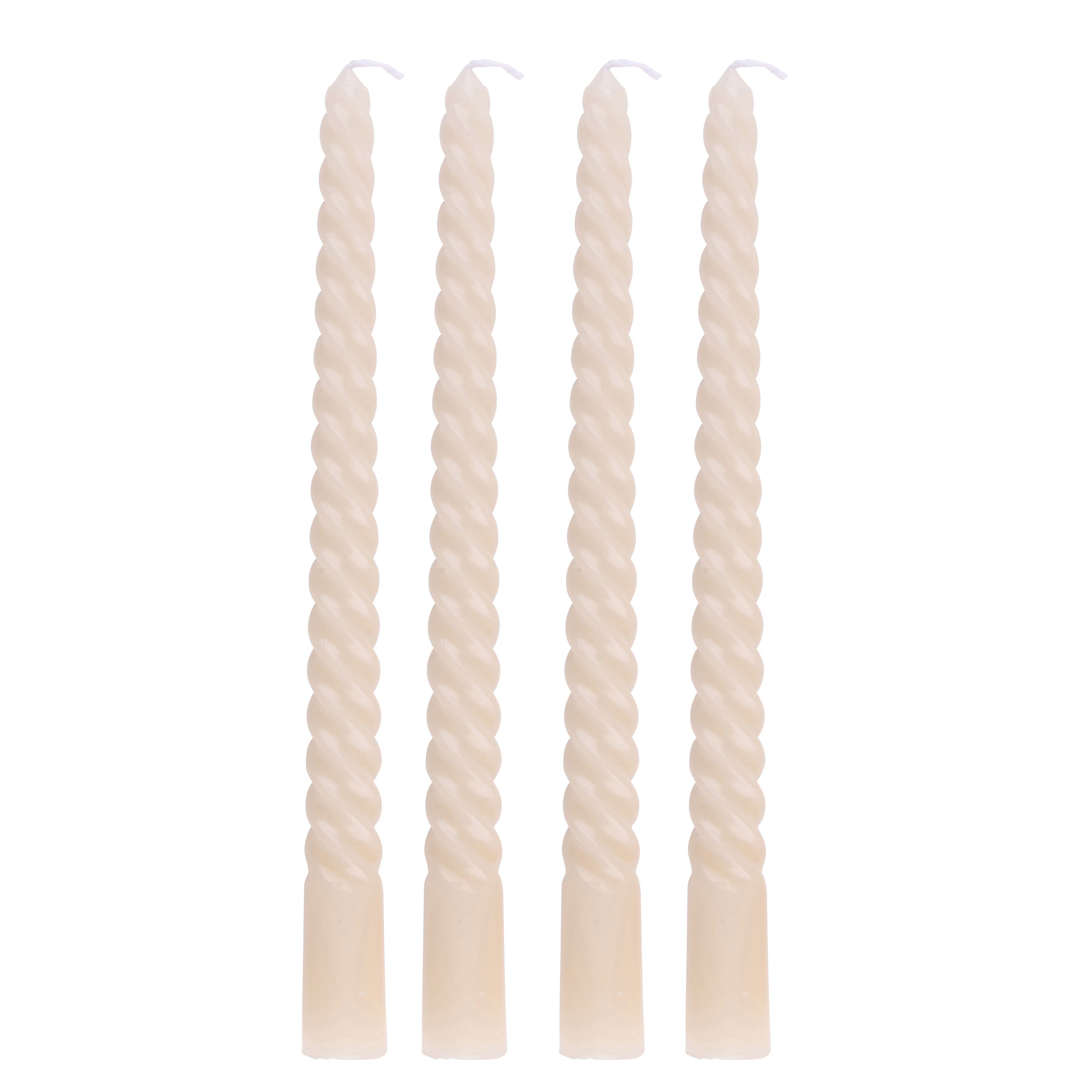 Kerzen gedreht 29 cm weiss 4er Set