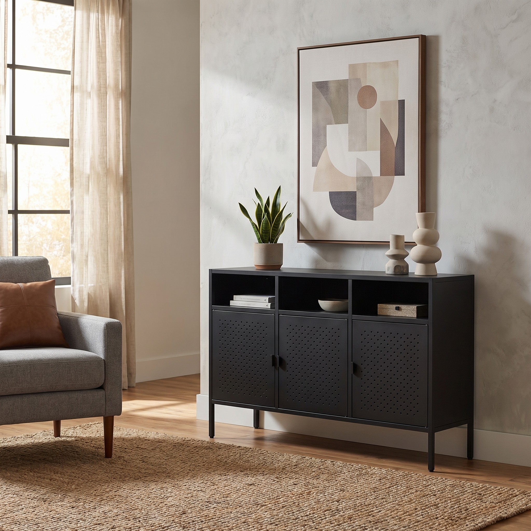 Sideboard Metall AMET 119 x 80 cm schwarz