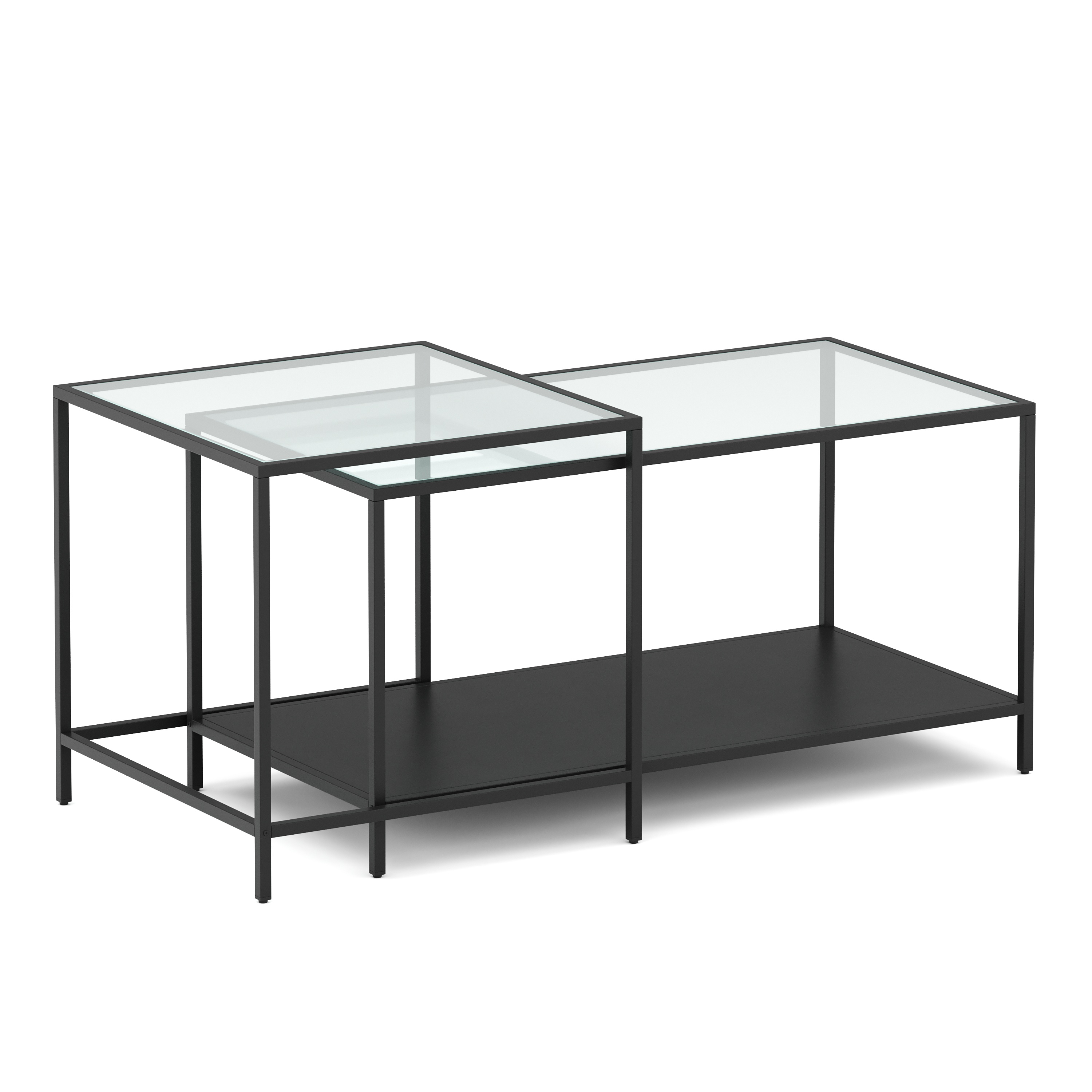 Beistelltisch Glas NITE 2-teilig schwarz