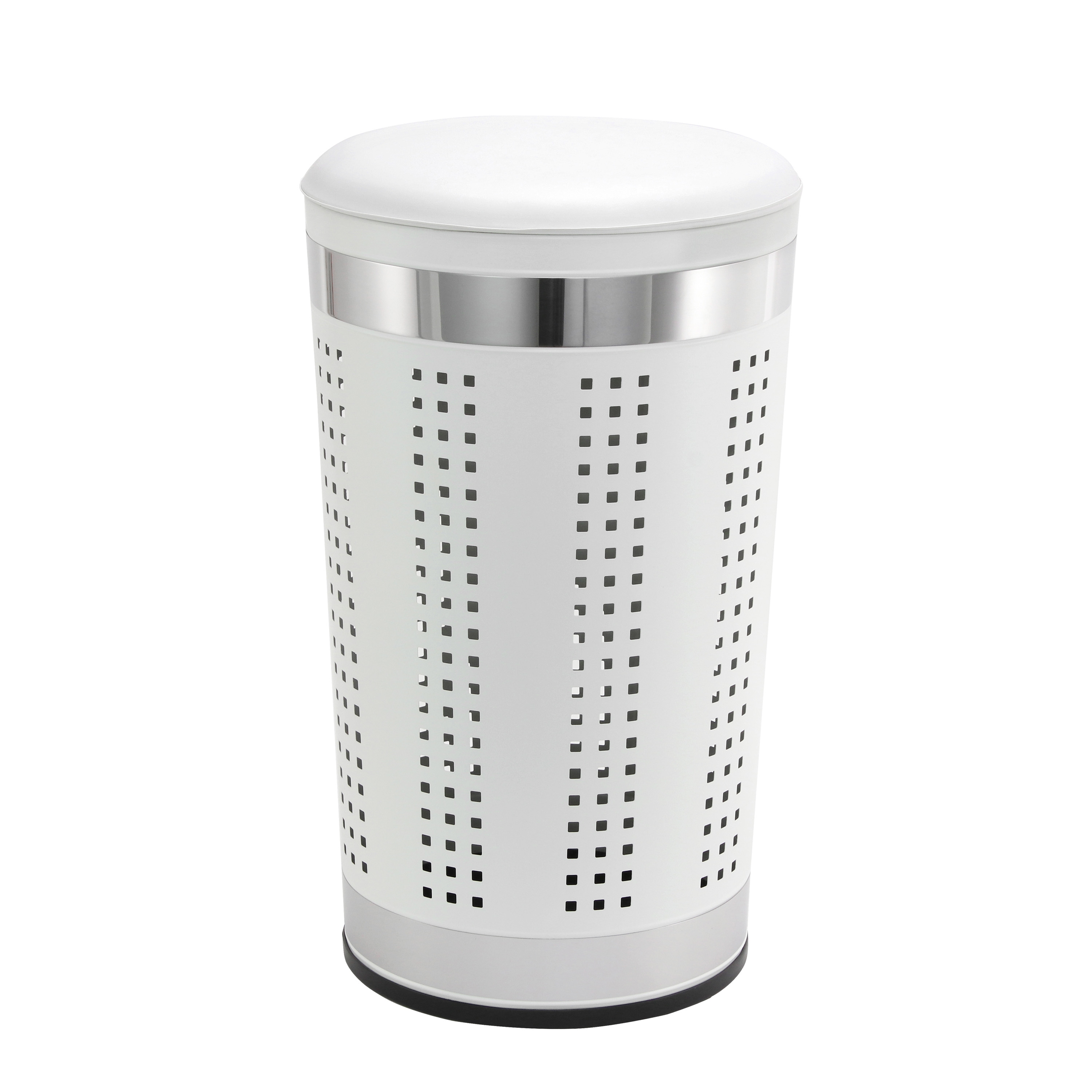 Wäschekorb Metall mit Deckel 46L weiss
