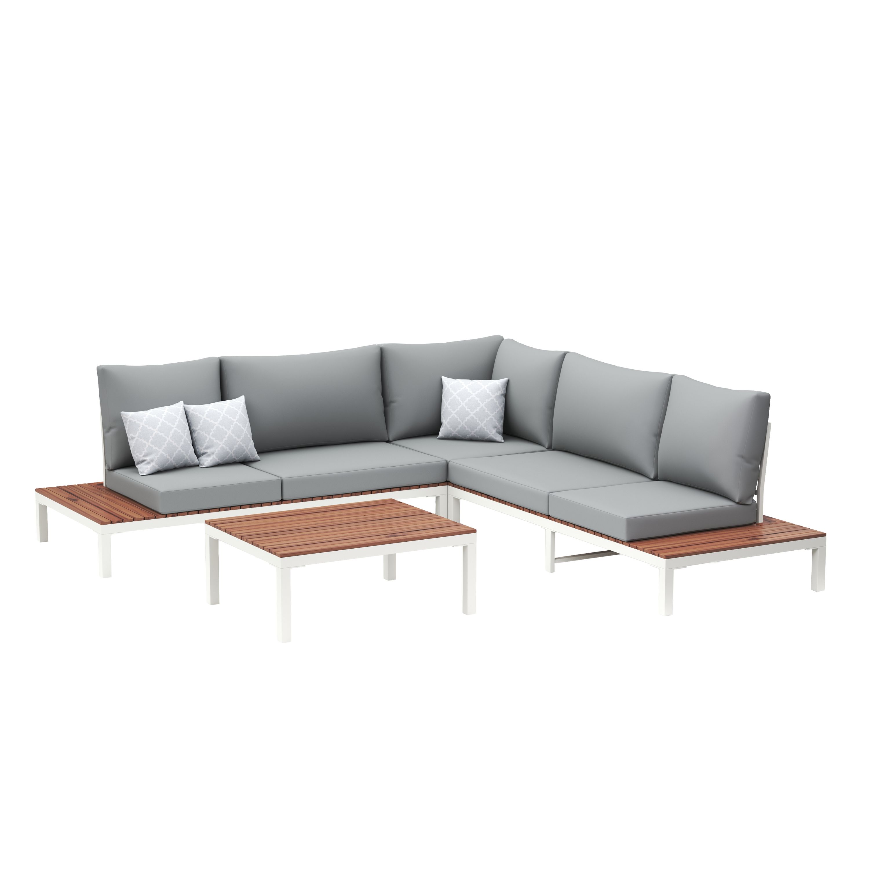 Lounge SANTANA hellgrau/natur/weiss