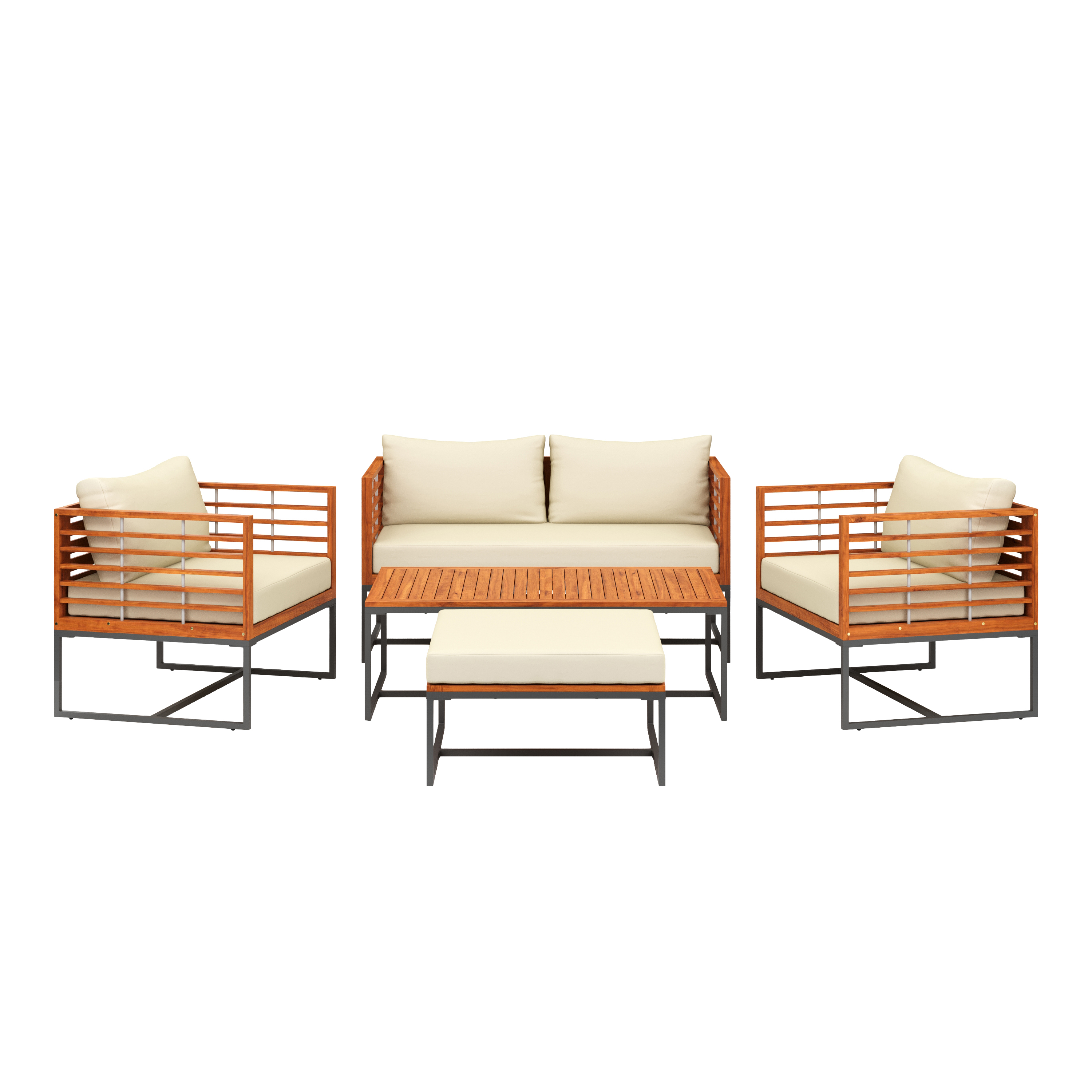 Lounge Holz MAVIS schwarz/natur/creme